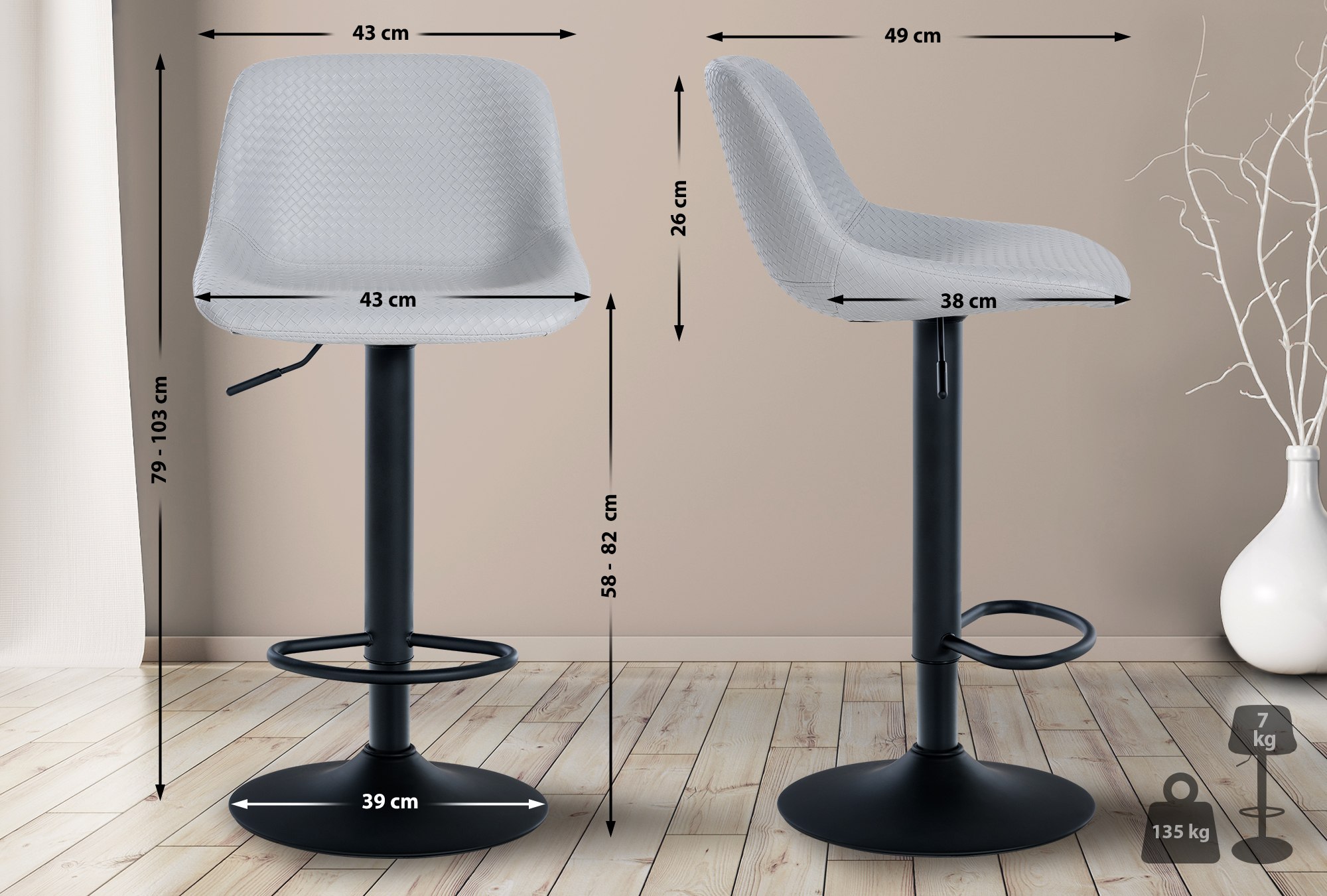 Lot de 2 tabourets de bar Loft