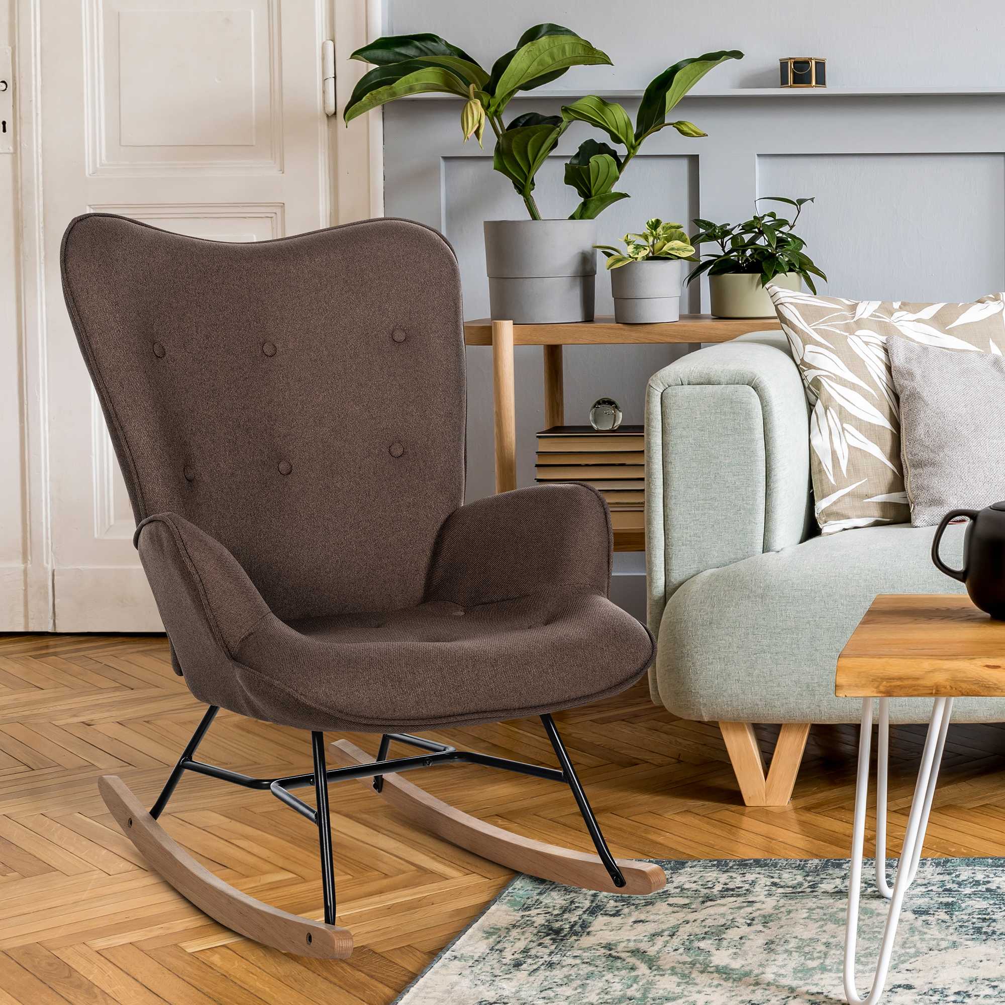 Fauteuil à bascule Sanka en tissu