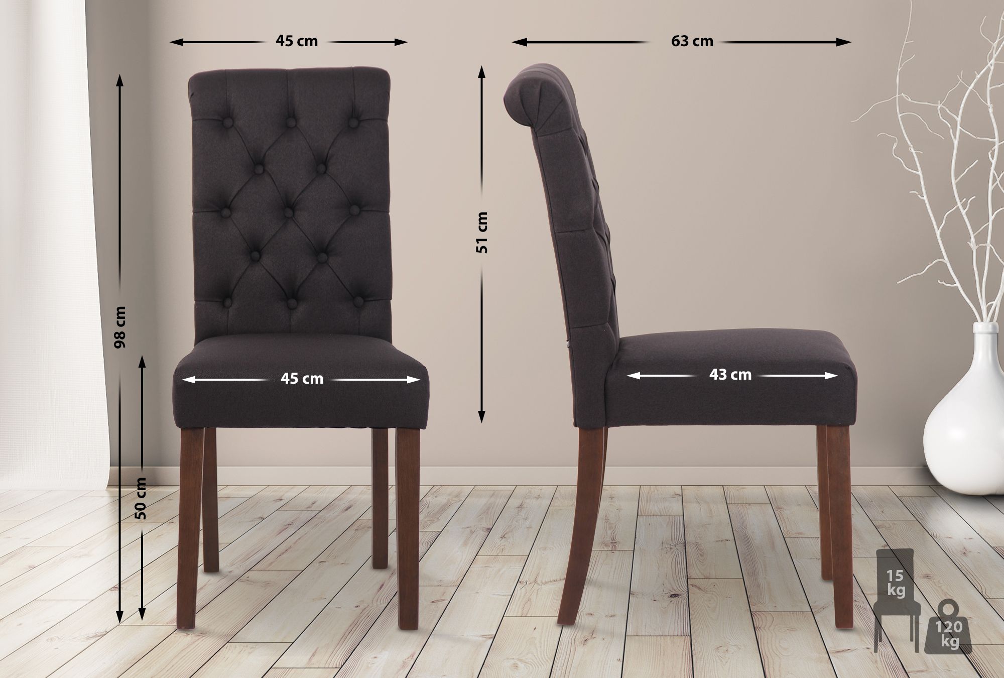 Lot de 2 Chaises de salle à manger Lisburn