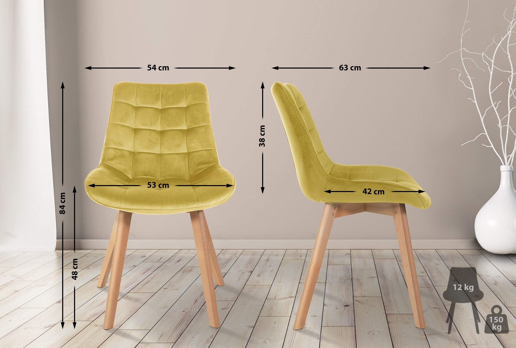 Lot de 2 chaises Brook velours