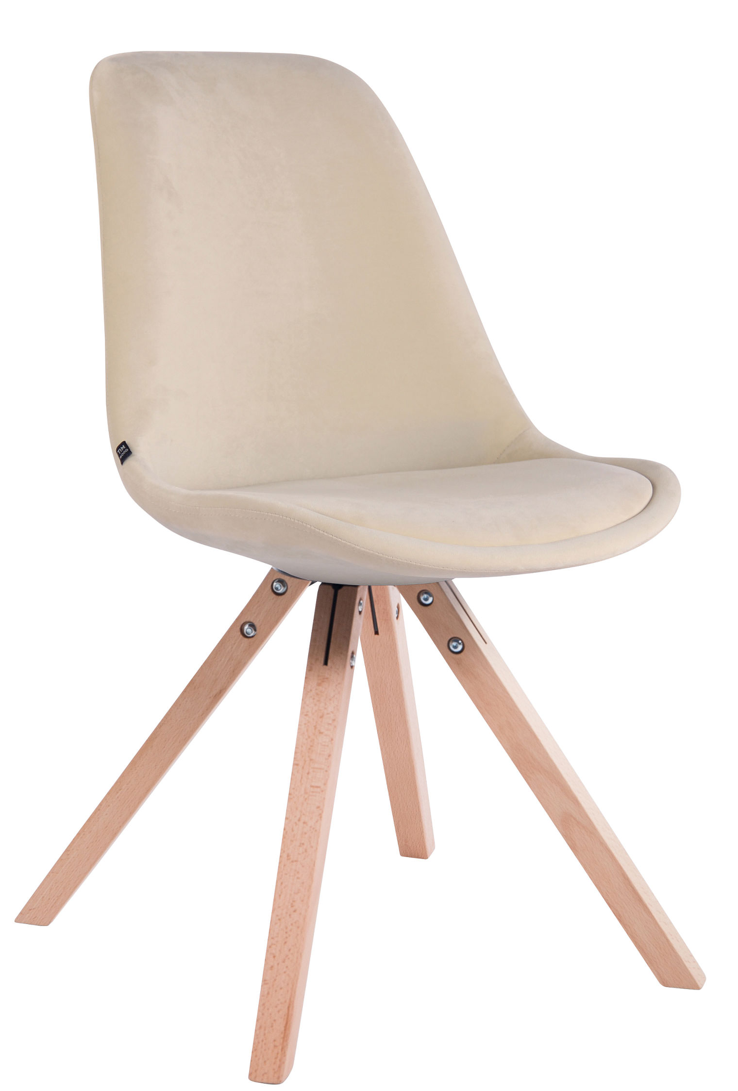 Lot de 4 Chaises de salle à manger Toulouse Velours Pieds carrés bois