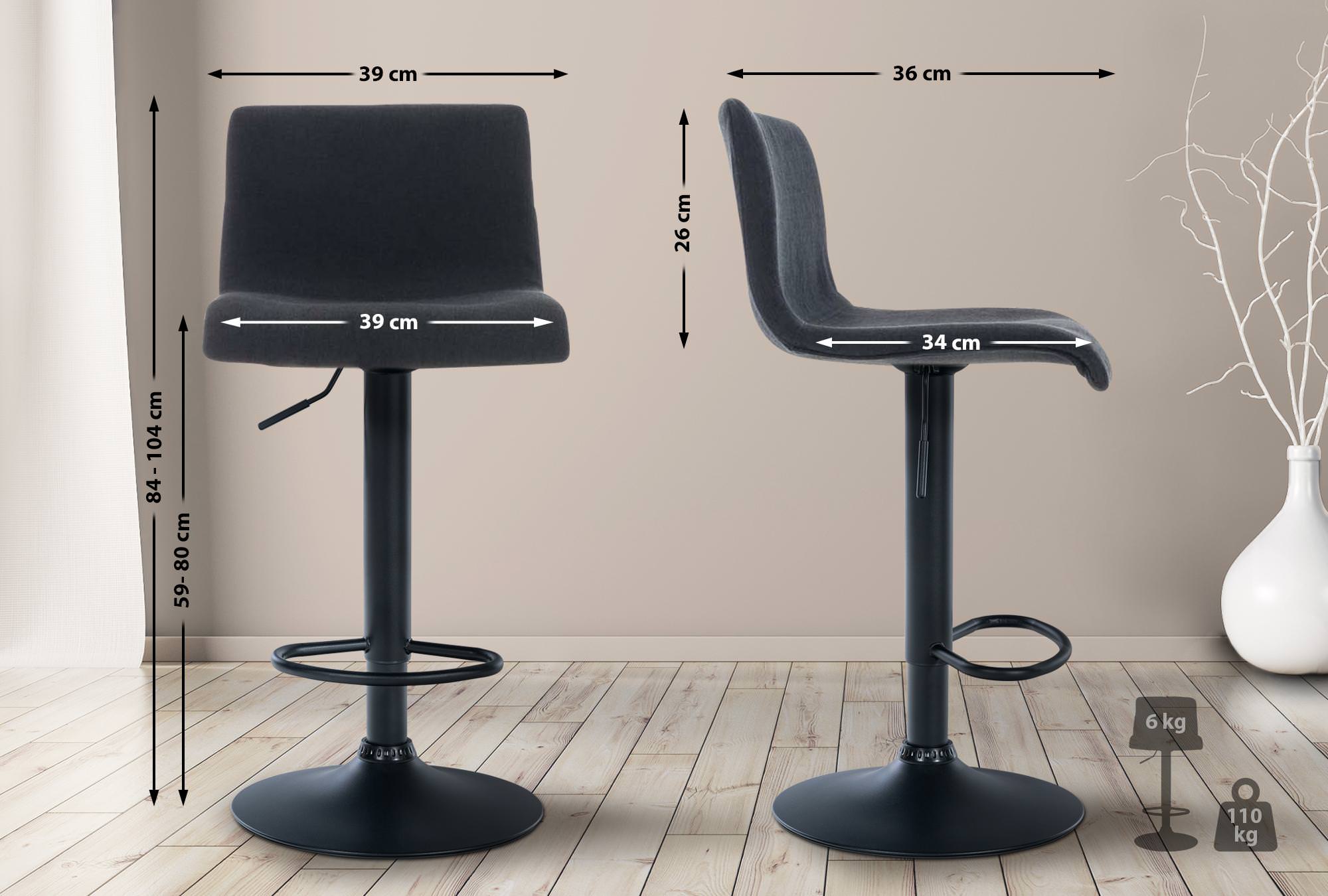 Tabouret de bar Hover Assise en Tissu Piètement Métal chromé