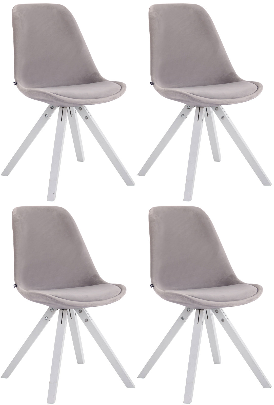 Lot de 4 Chaises de salle à manger Toulouse Velours Pieds carrés bois