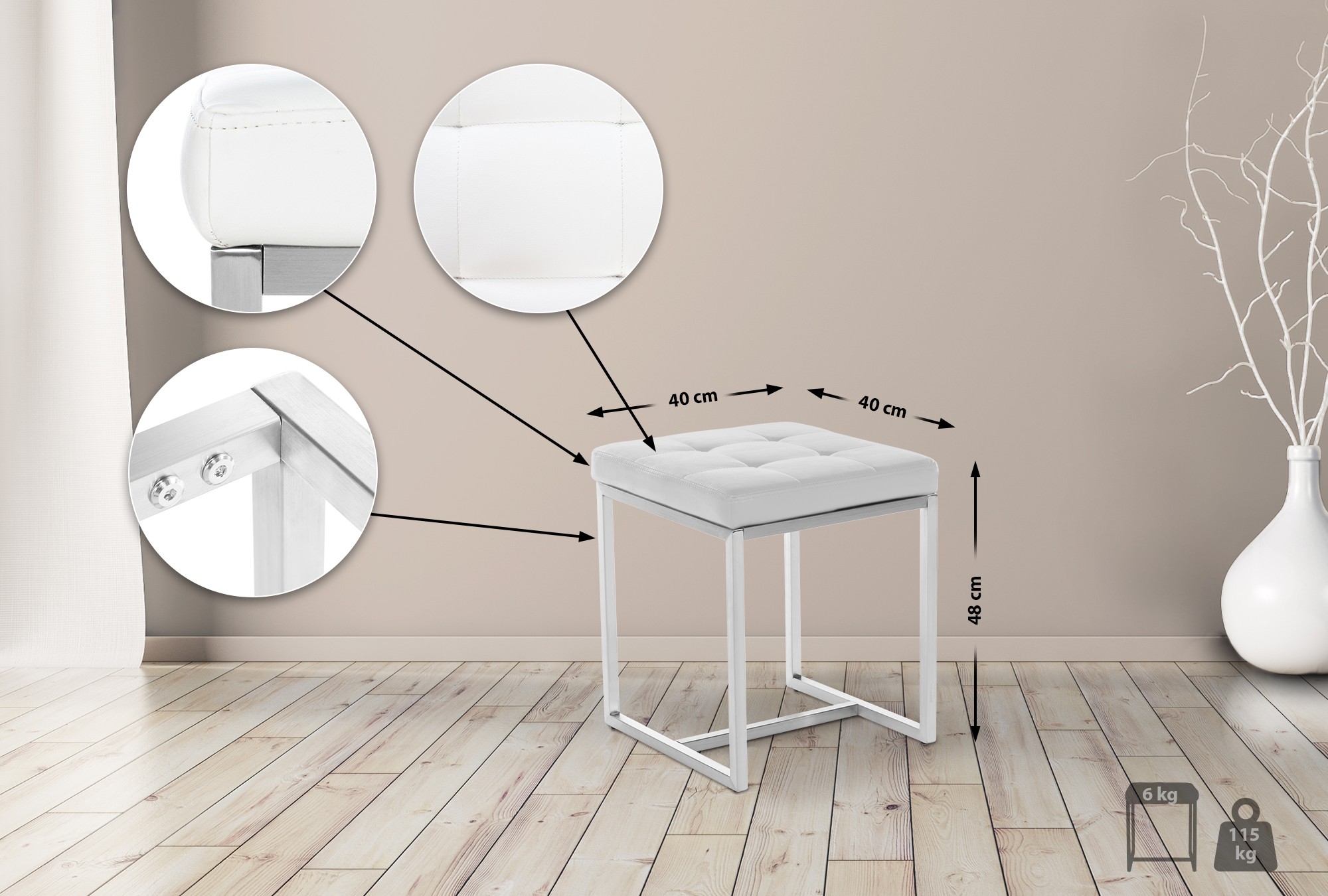 Tabouret cuisine Barci similicuir