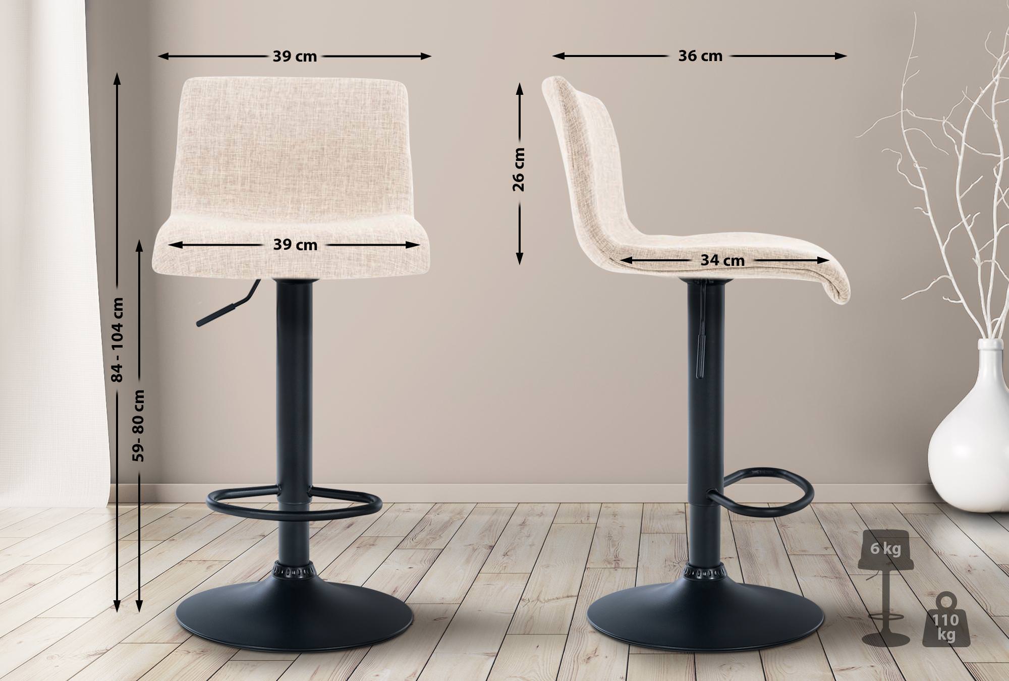 Tabouret de bar Hover Assise en Tissu Piètement Métal chromé