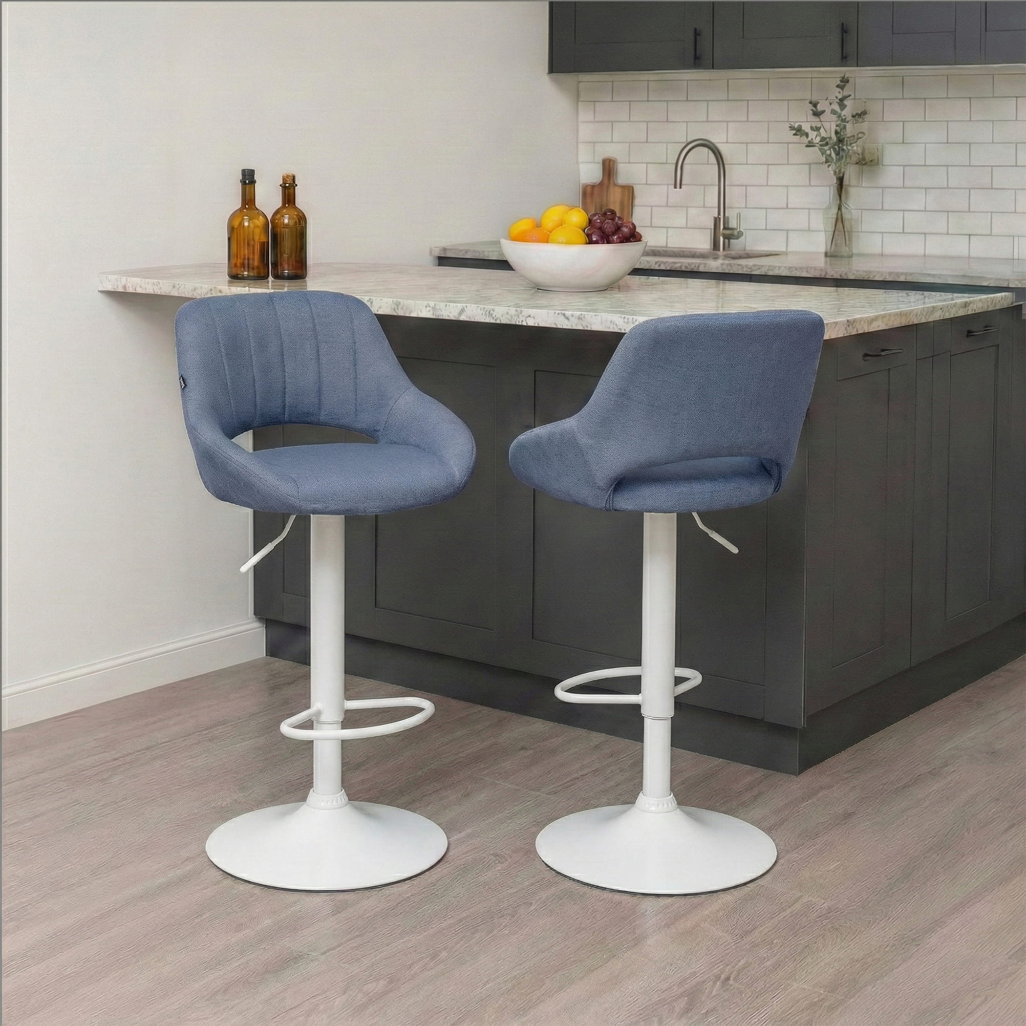 Lot de 2 tabourets de bar Milet en tissu