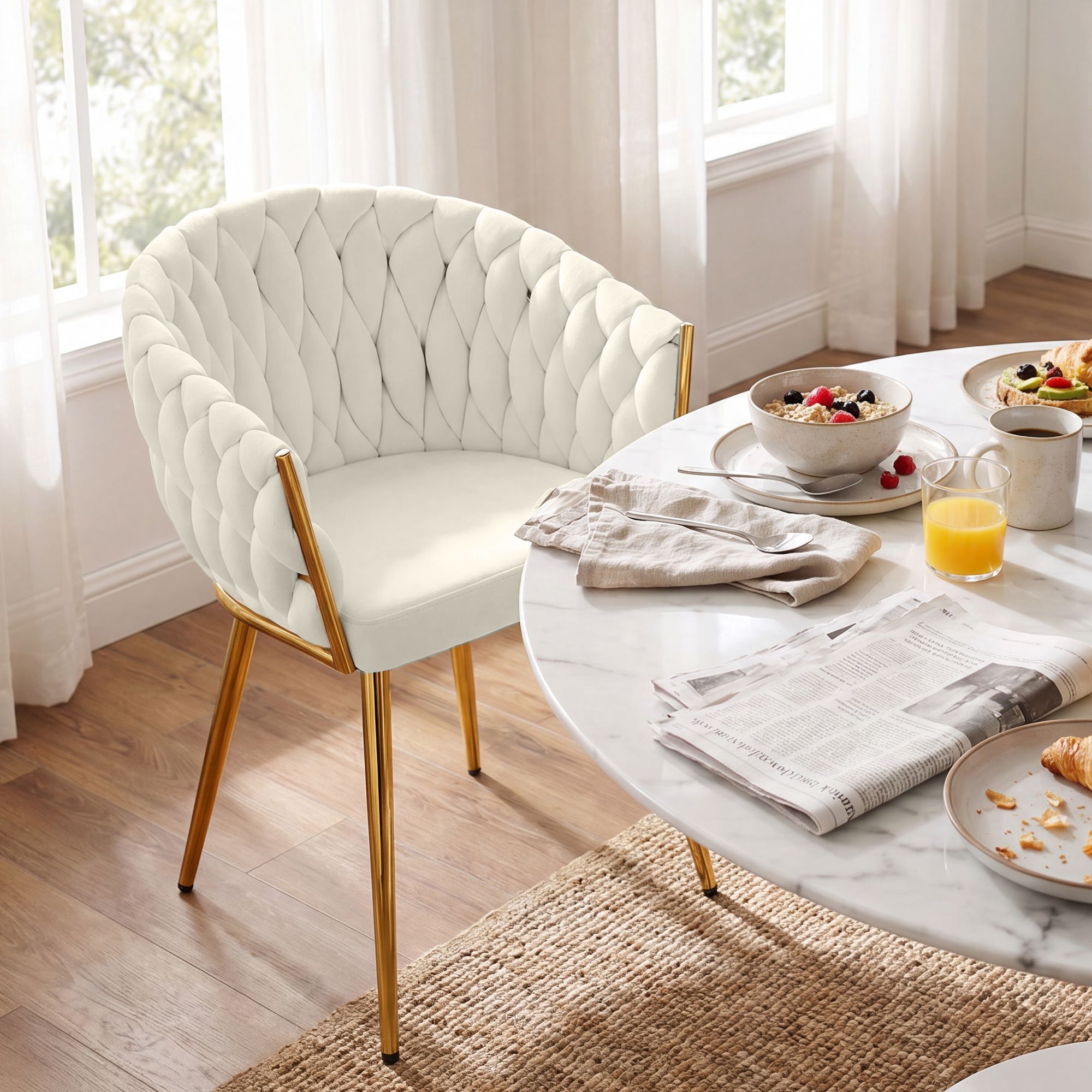 Chaise de salle à manger Molise velours pied doré