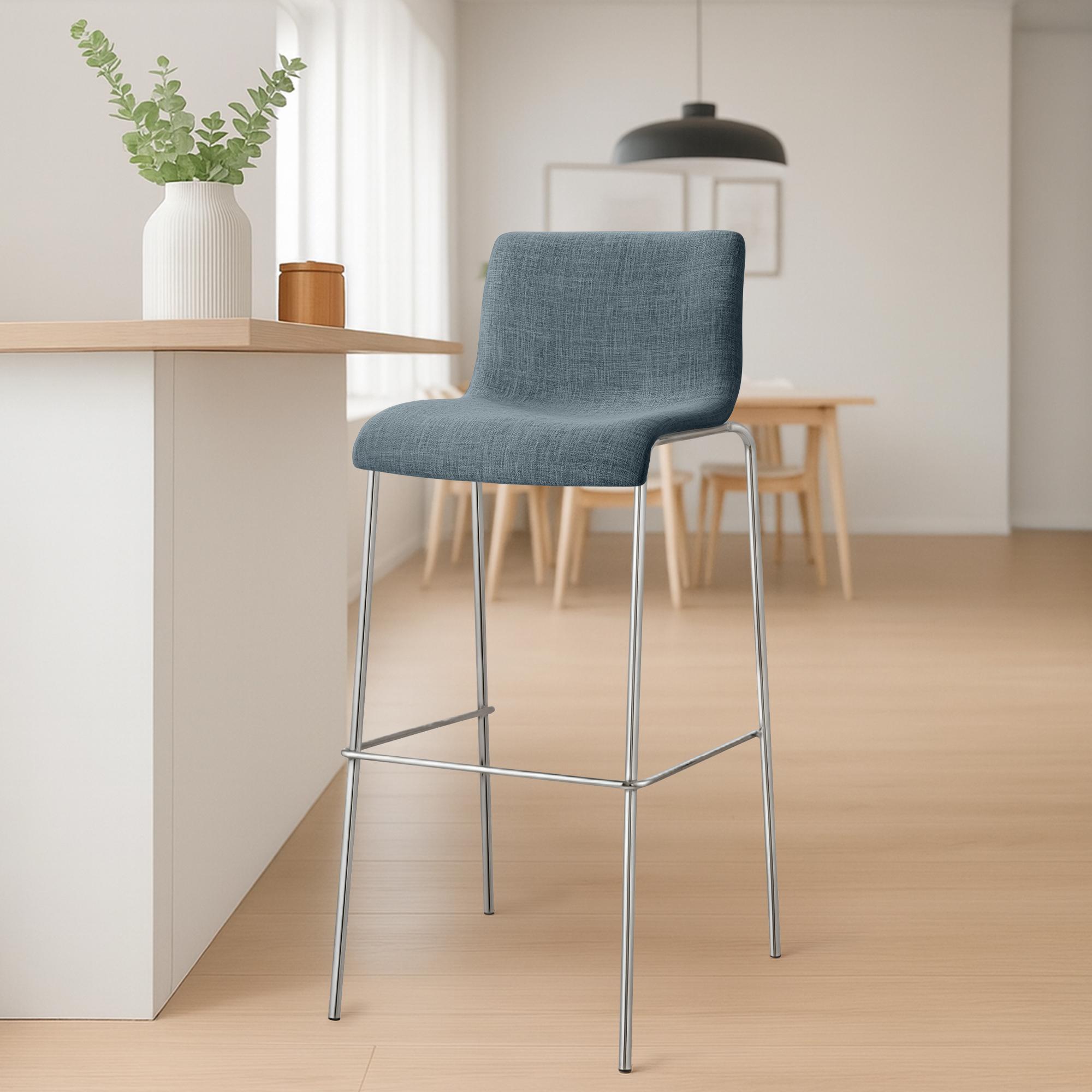 Lot de 2 tabourets de bar Hover en tissu, pieds metalliques