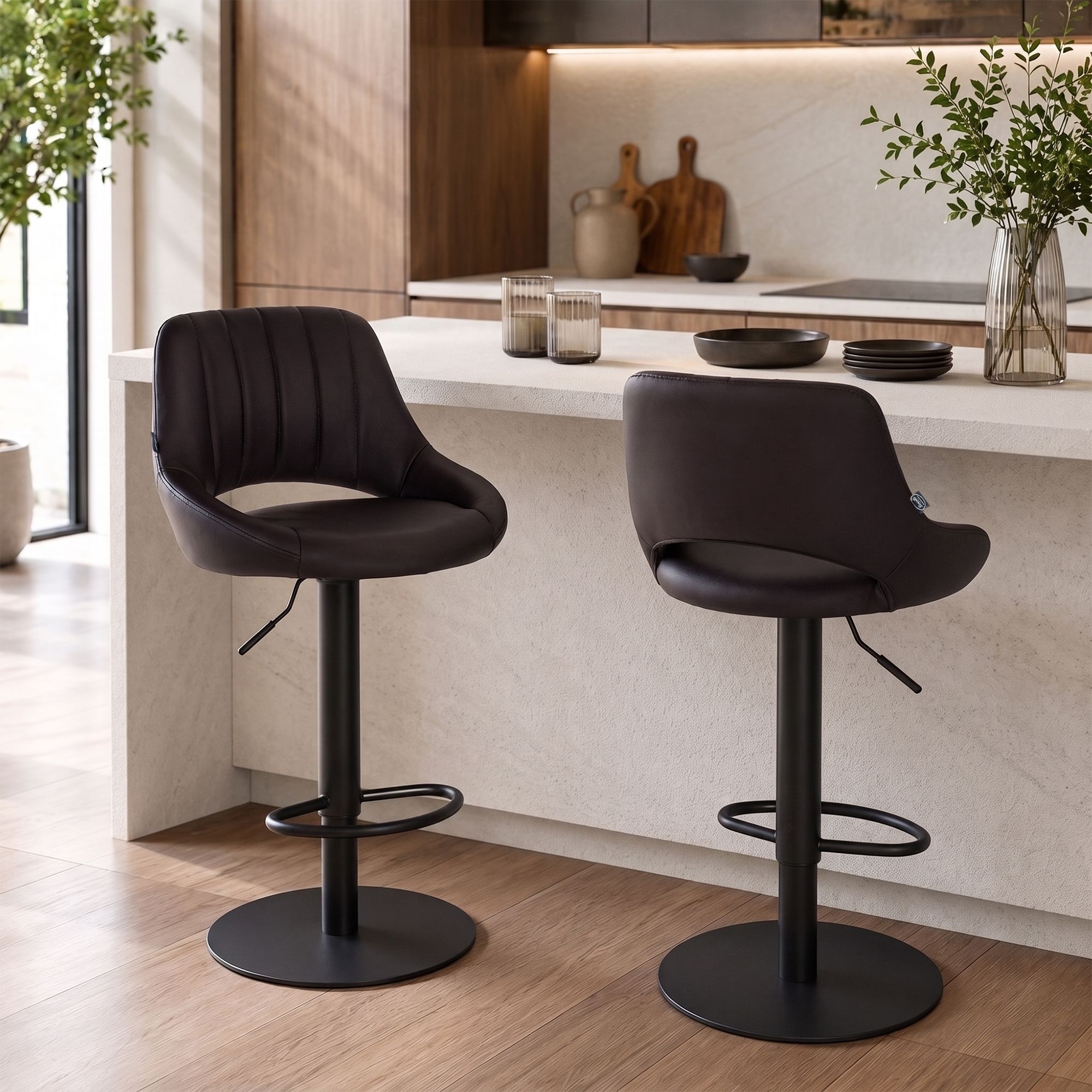 Lot de 2 tabourets de bar Milet noirs avec bases extra lourdes
