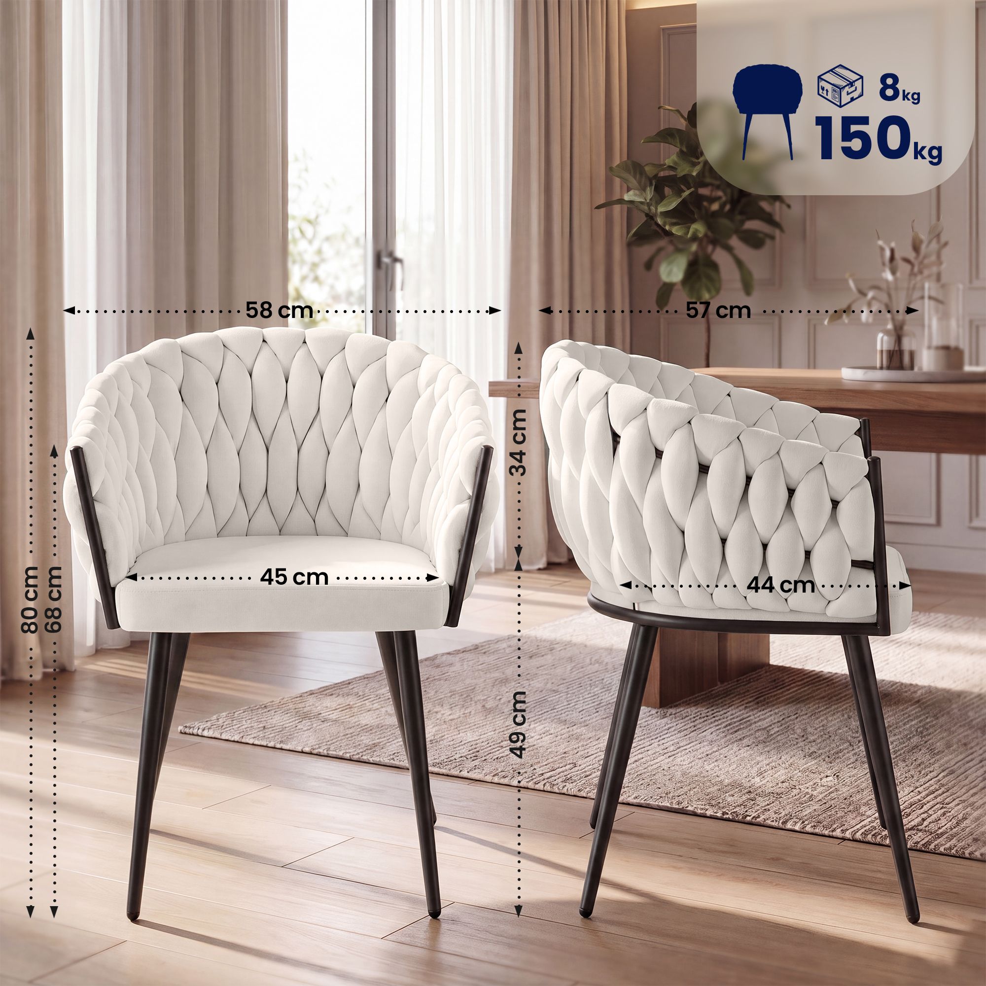 Chaise de salle a manger Molise velours