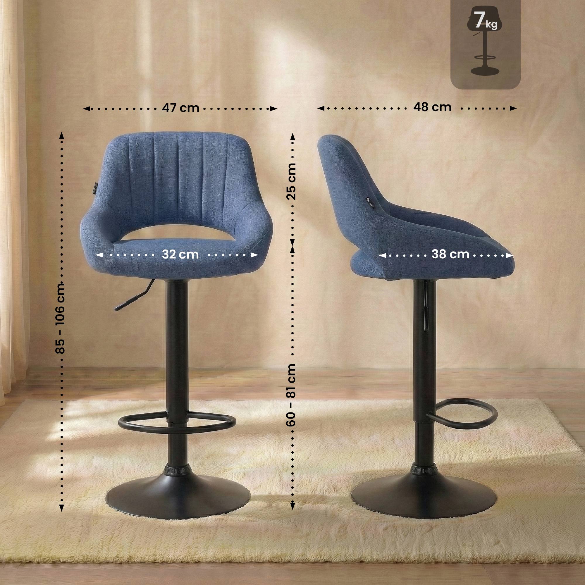 Lot de 2 tabourets de bar Milet en tissu