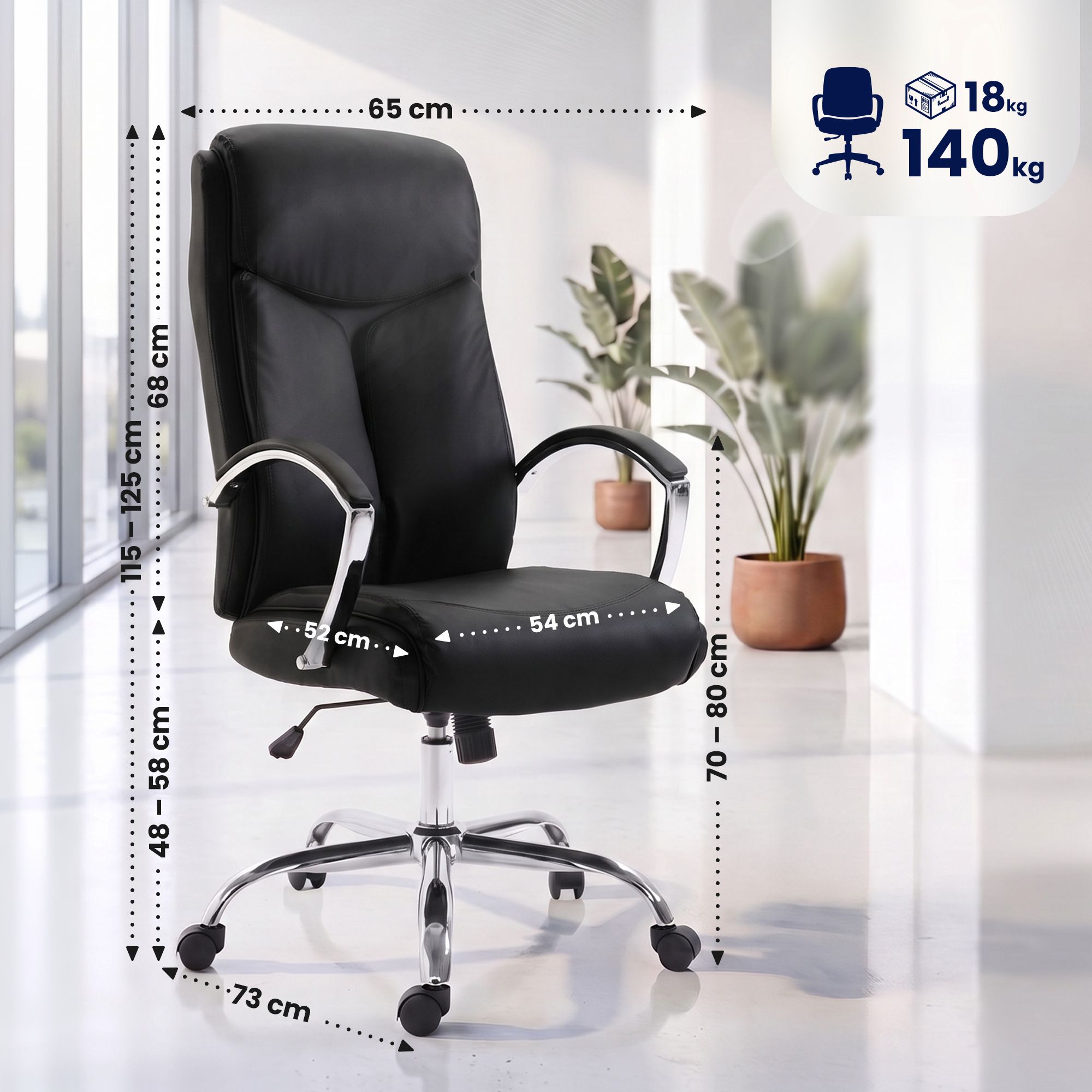 Chaise de bureau Arlen aspect cuir