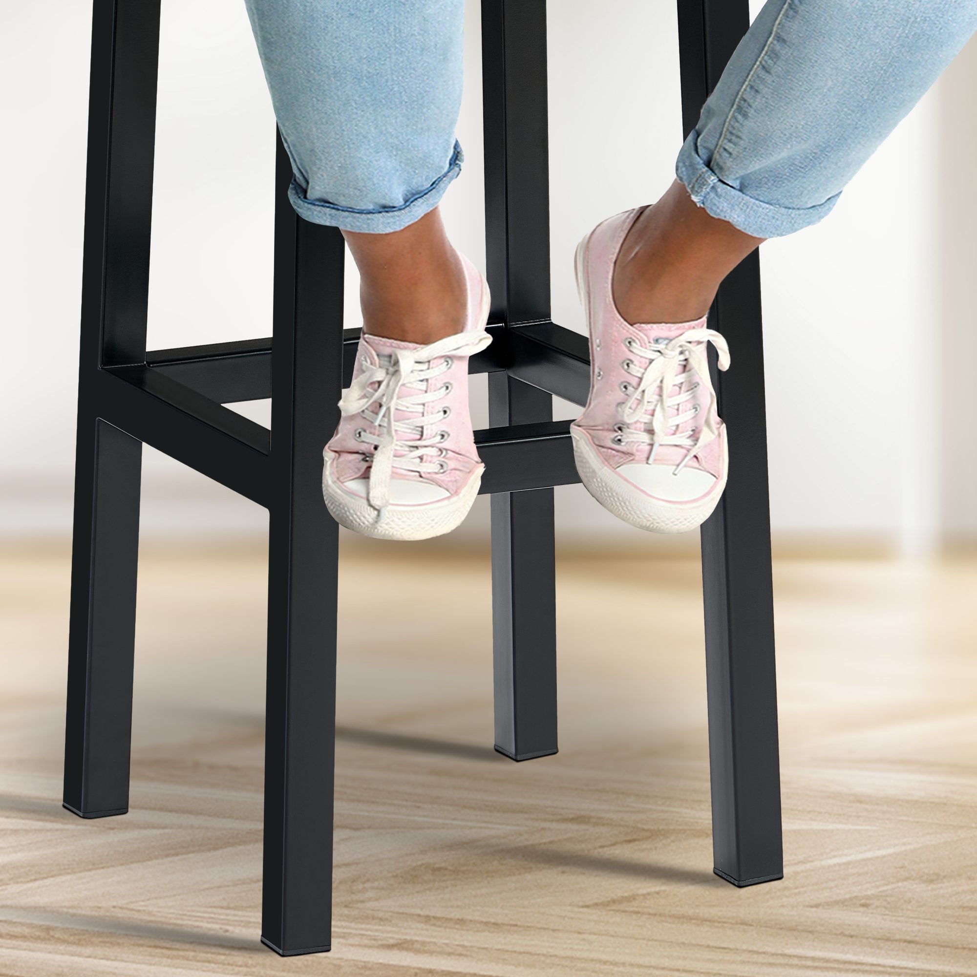Tabouret de bar Taylor hauteur d'assise 83 cm piètement métal noir