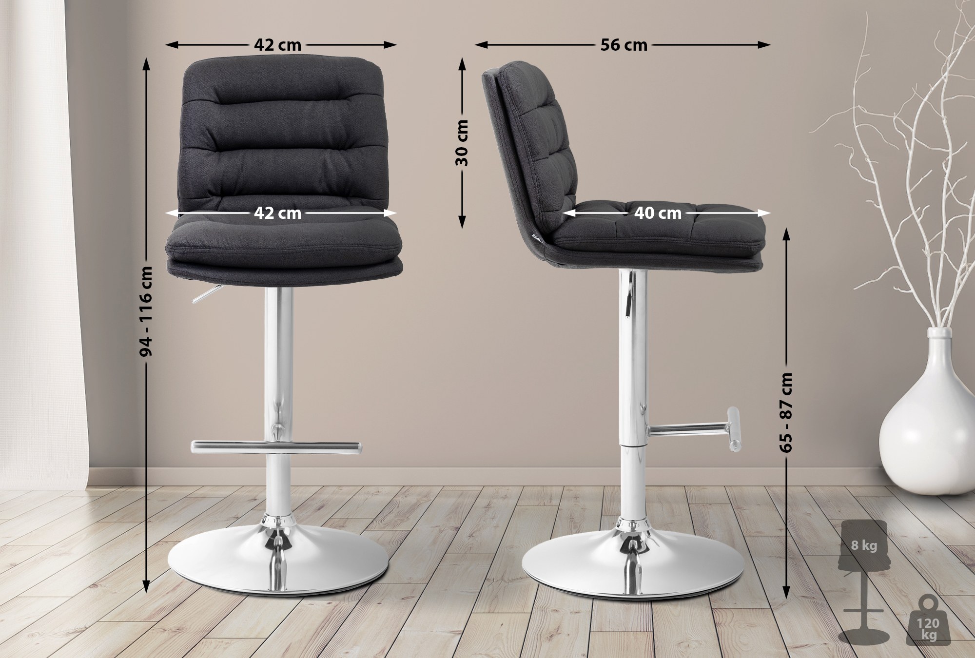 Tabouret de bar Damar Tissu
