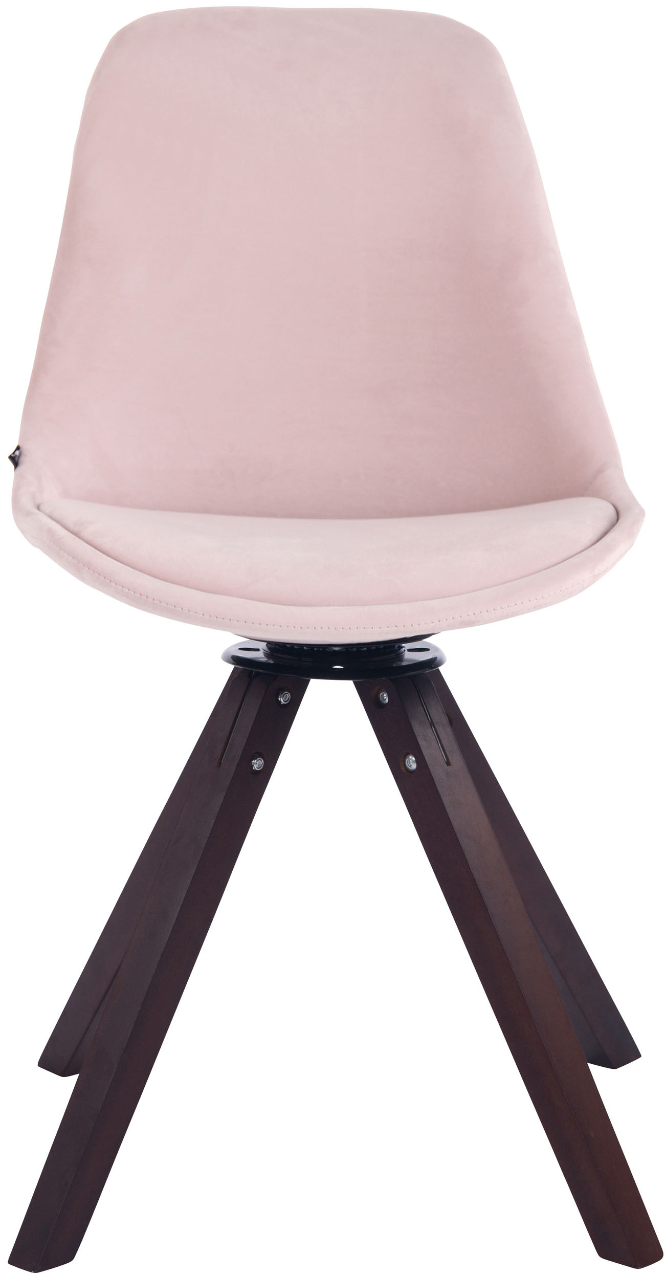 Chaise visiteur Troyes en velours avec piétement Carré en bois de hêtre ou de chêne