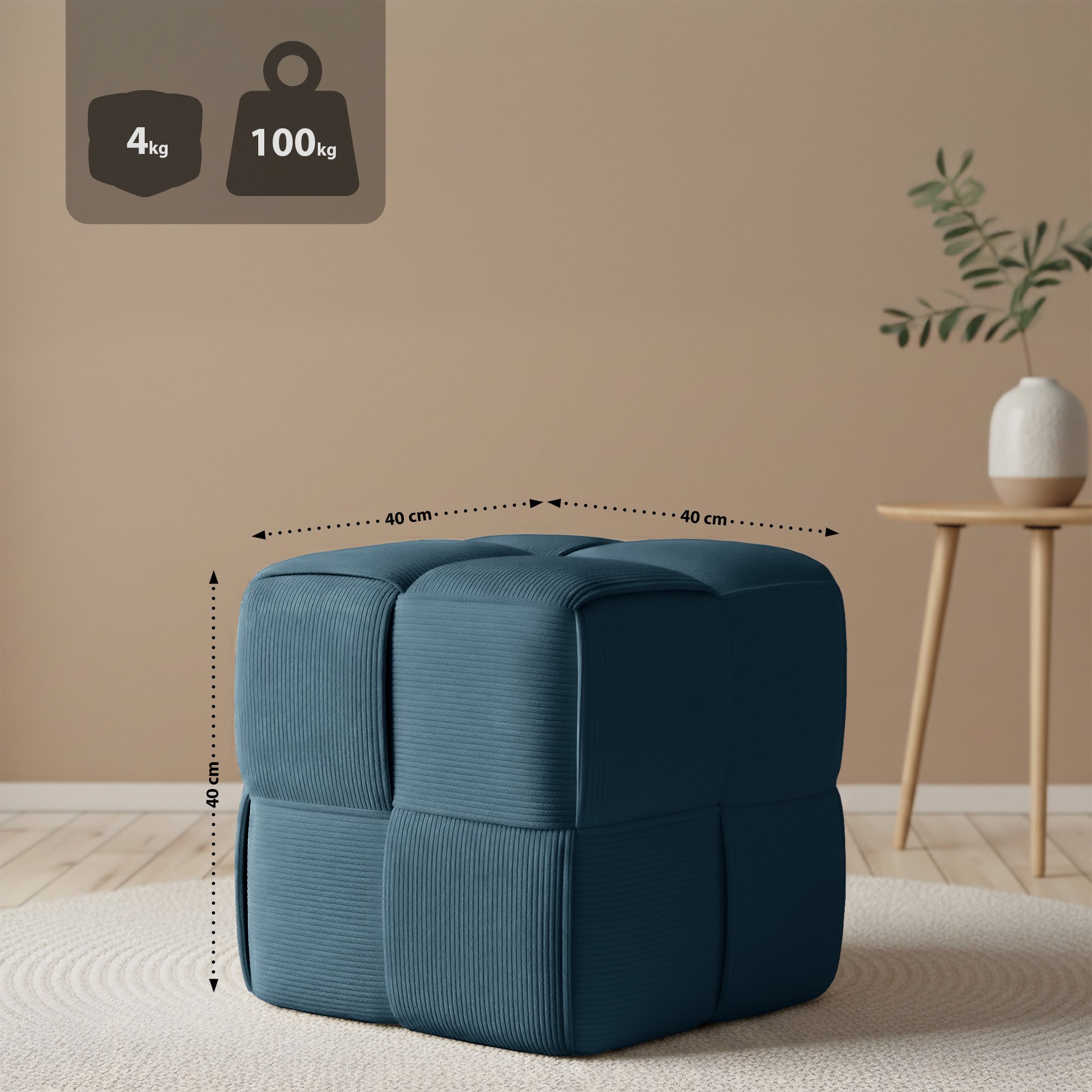 Tabouret en velours côtelé Forinta confortable et design