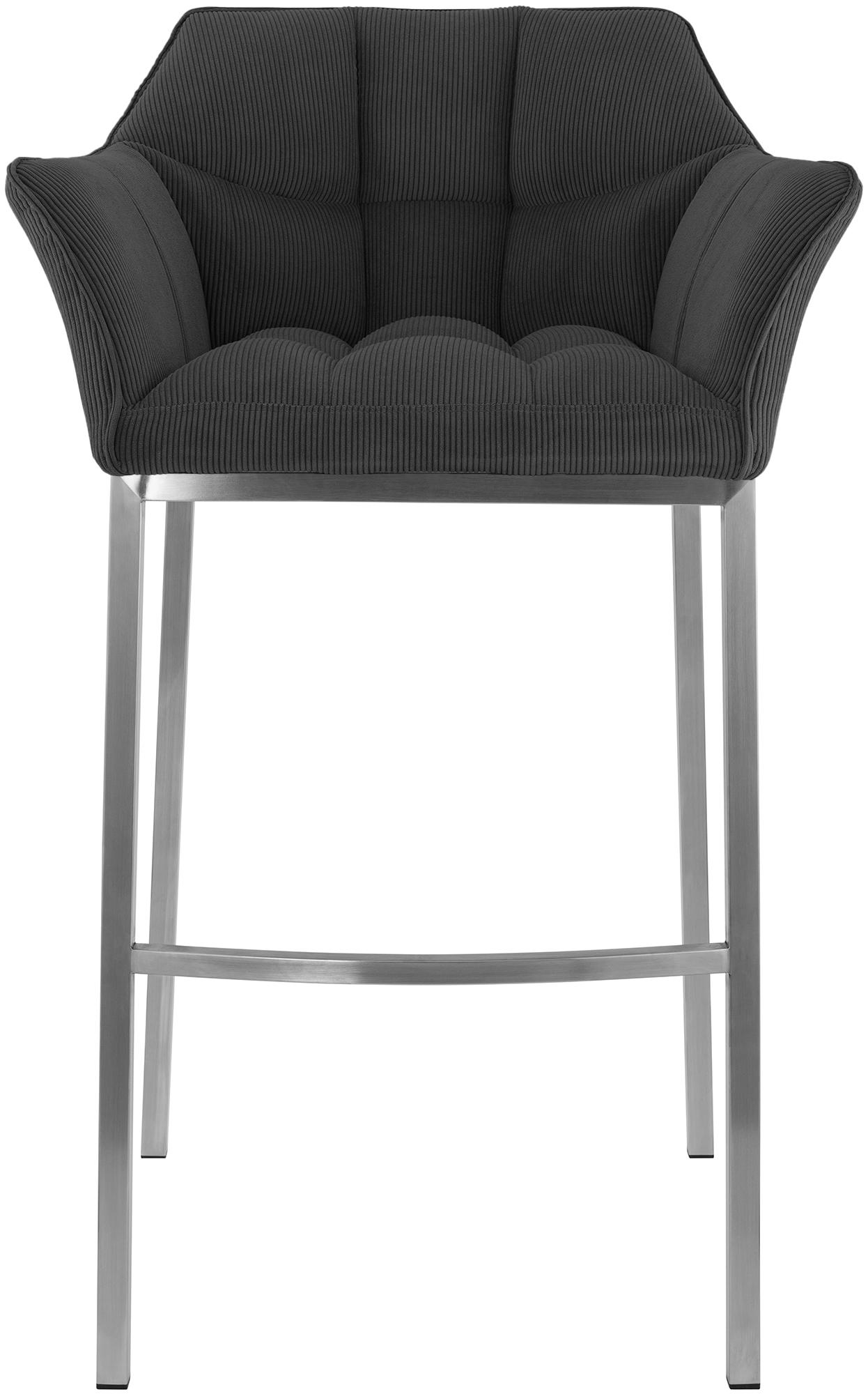Tabouret de Bar Damaso en Velours Côtelé avec Piétement à Quatre Pieds