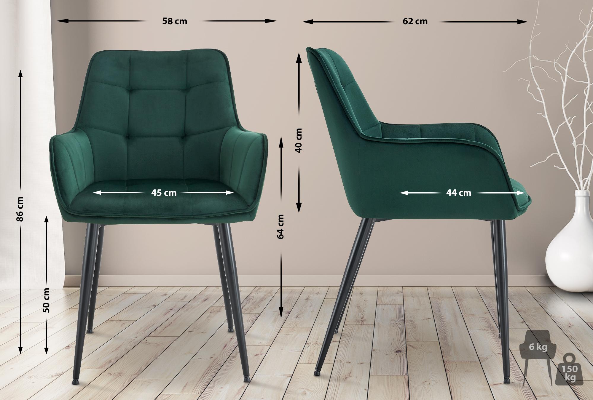Lot de 2 chaises de salle à manger Ferndale velours