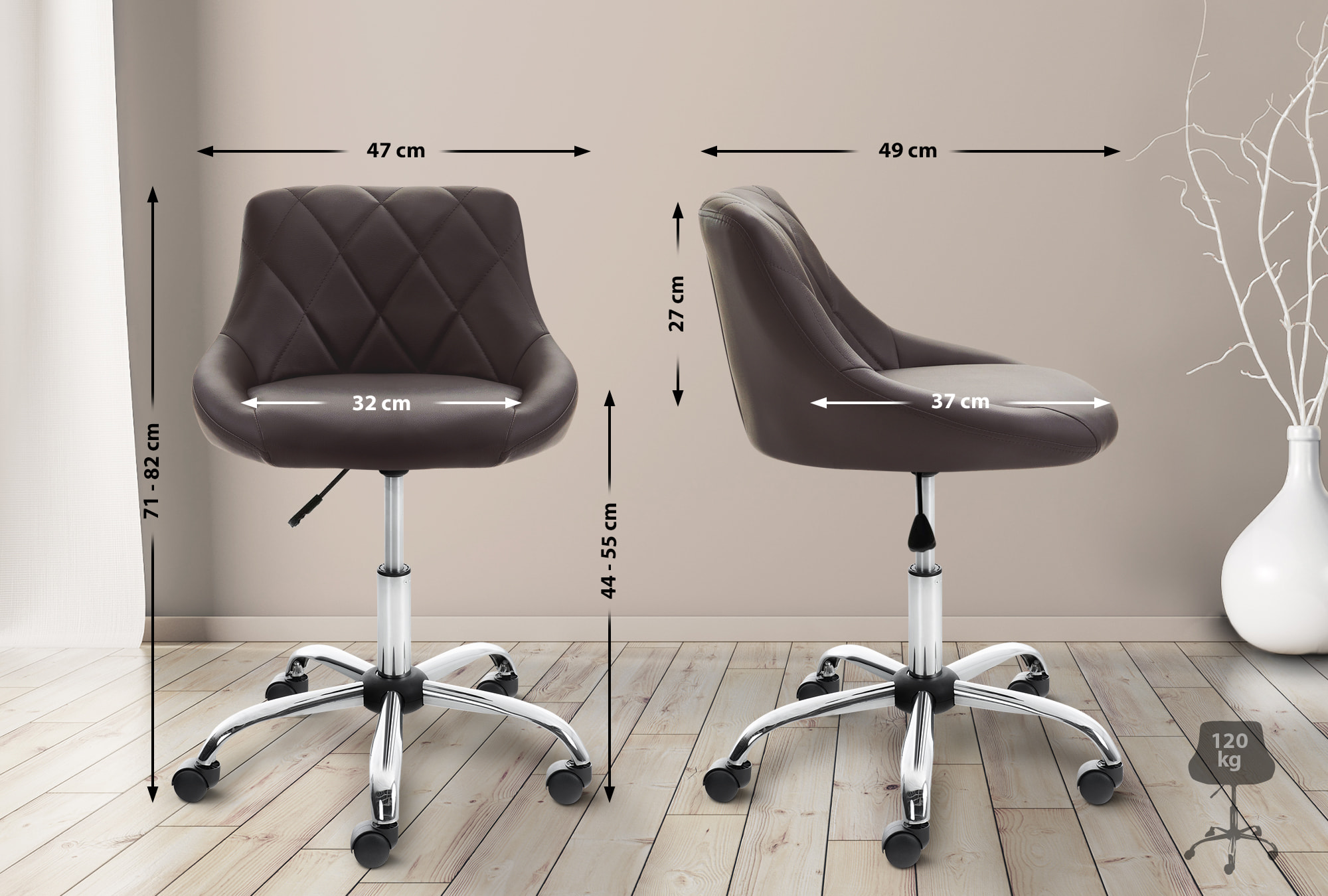 Tabouret de travail Lazio réglable en hauteur et pivotant