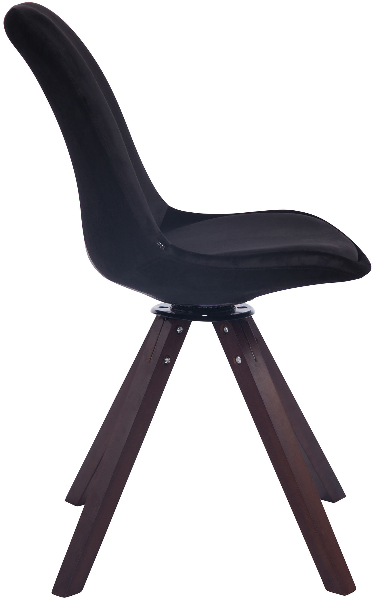Chaise visiteur Troyes en velours avec piétement Carré en bois de hêtre ou de chêne