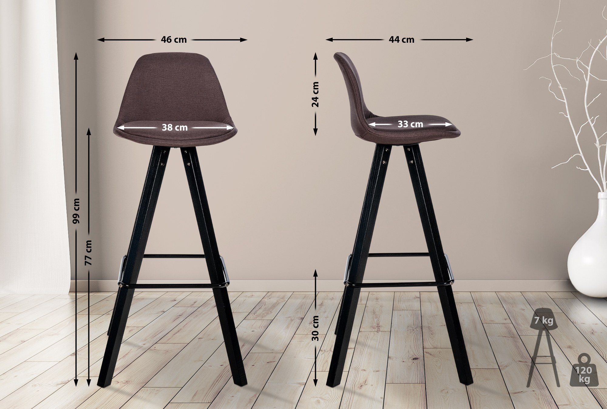 Tabouret de Bar Corbin Tissu Square