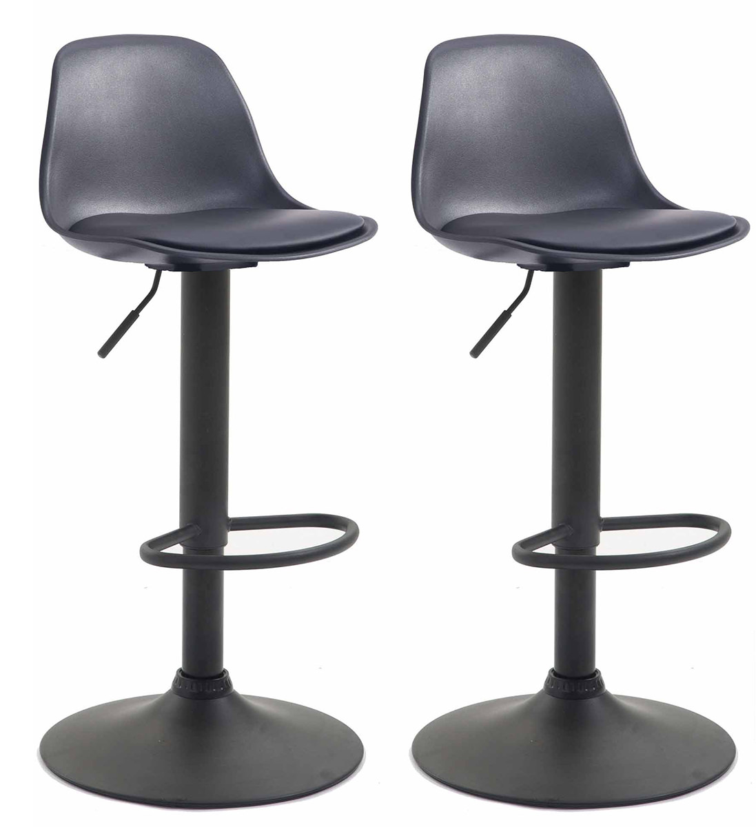 Lot de 2 tabourets de bar Kiel similicuir et coque en plastique