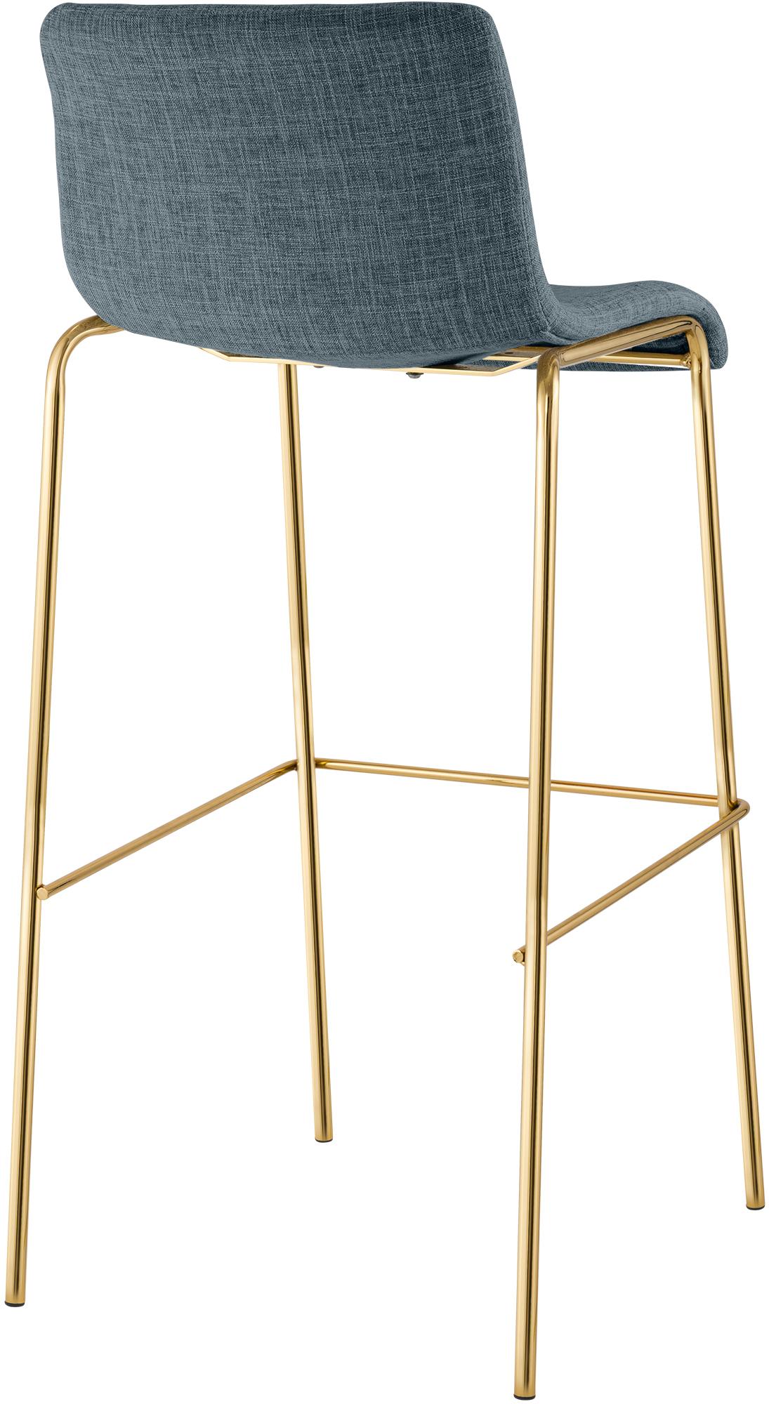 Lot de 2 Tabourets de bar Hover en tissu, piètement quatre pieds doré