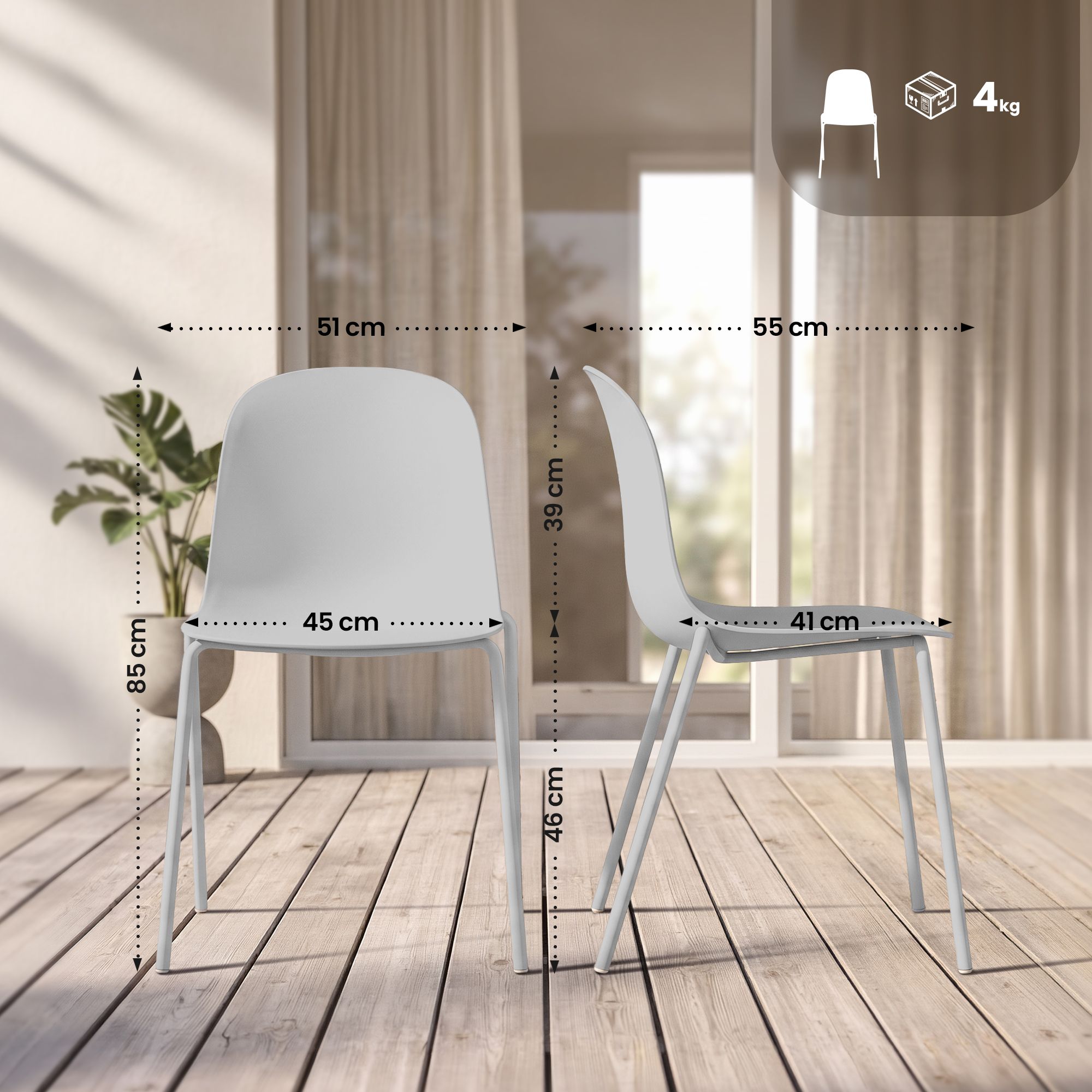 Lot de 4 chaises empilables Hardin
