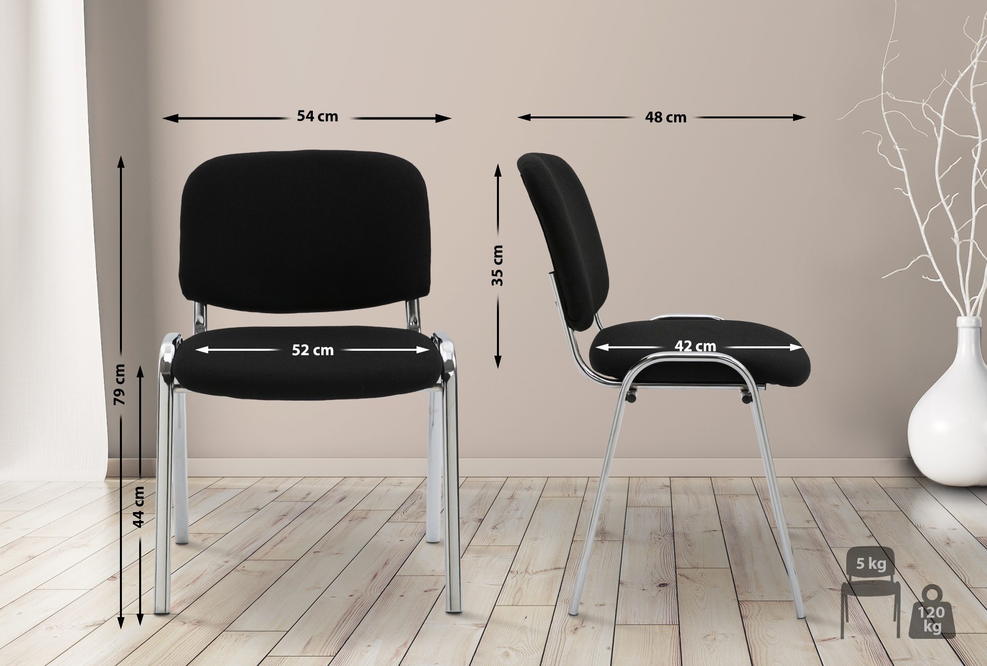 Chaise visiteur Ken support chromé tissu
