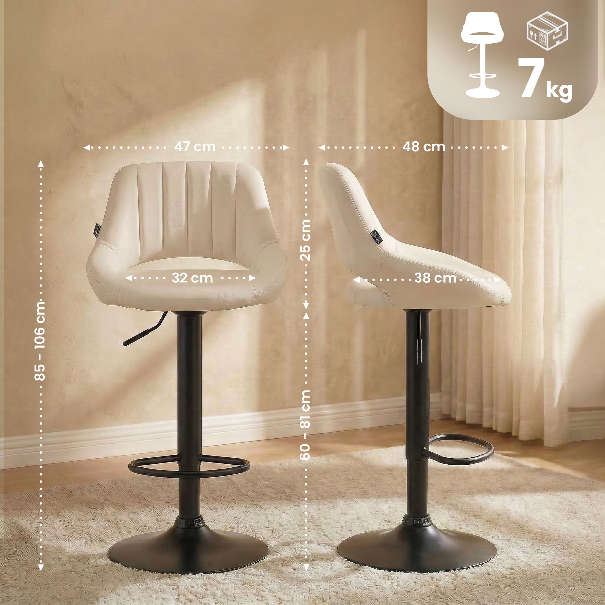Lot de 2 tabourets de bar Milet en similicuir