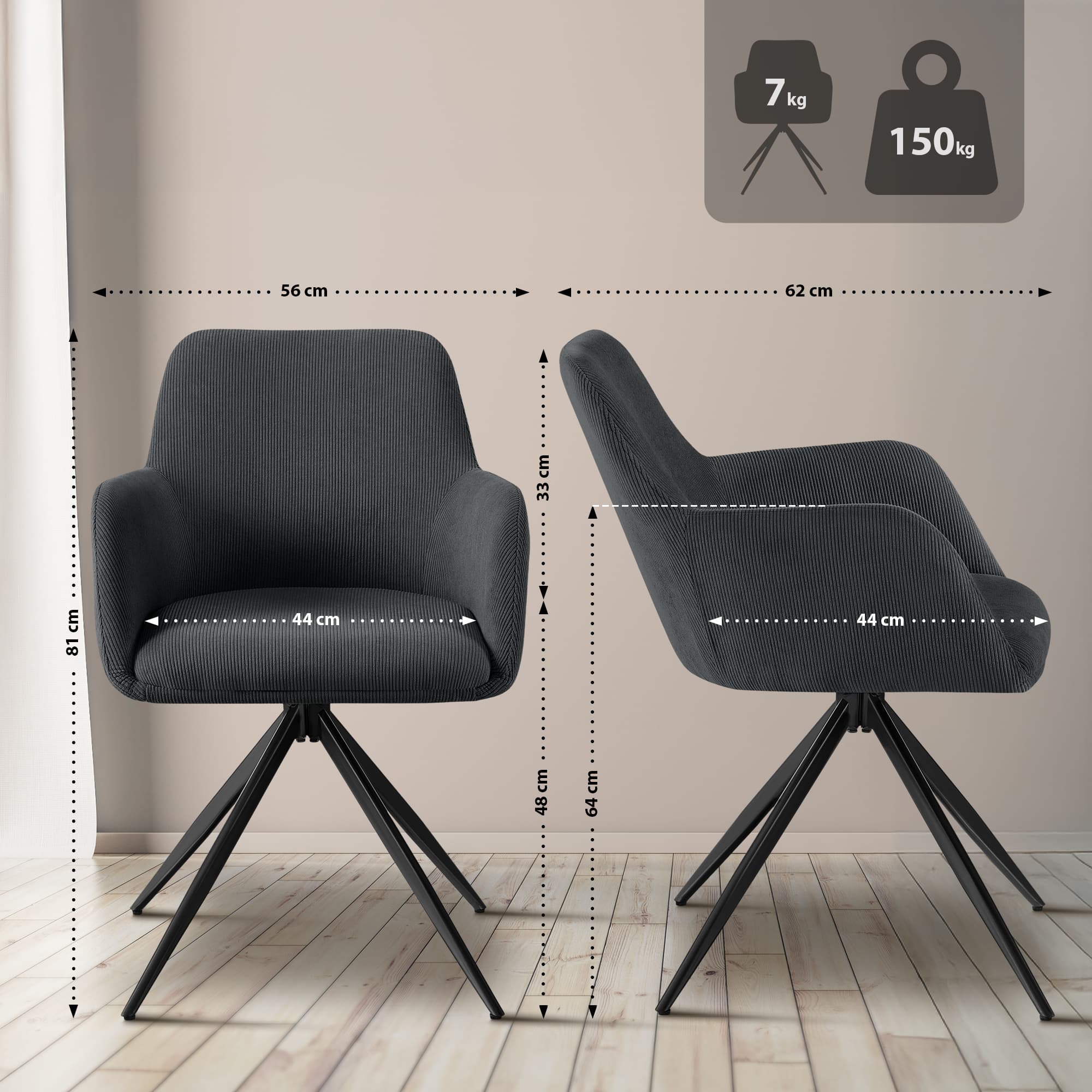 Chaise de salle à manger Olema Cord