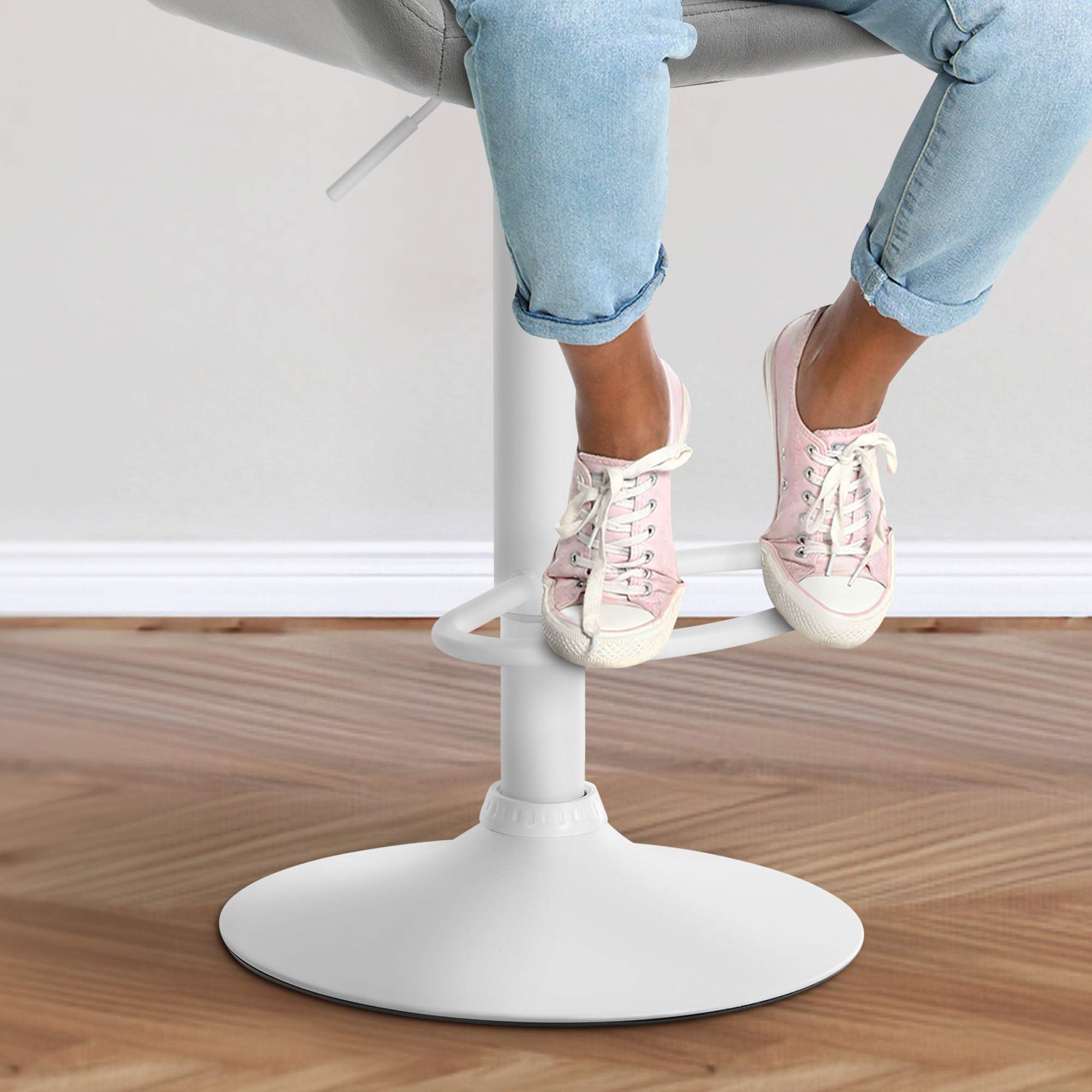 Tabouret de bar Braga Velours avec pied en métal réglable et pivotant