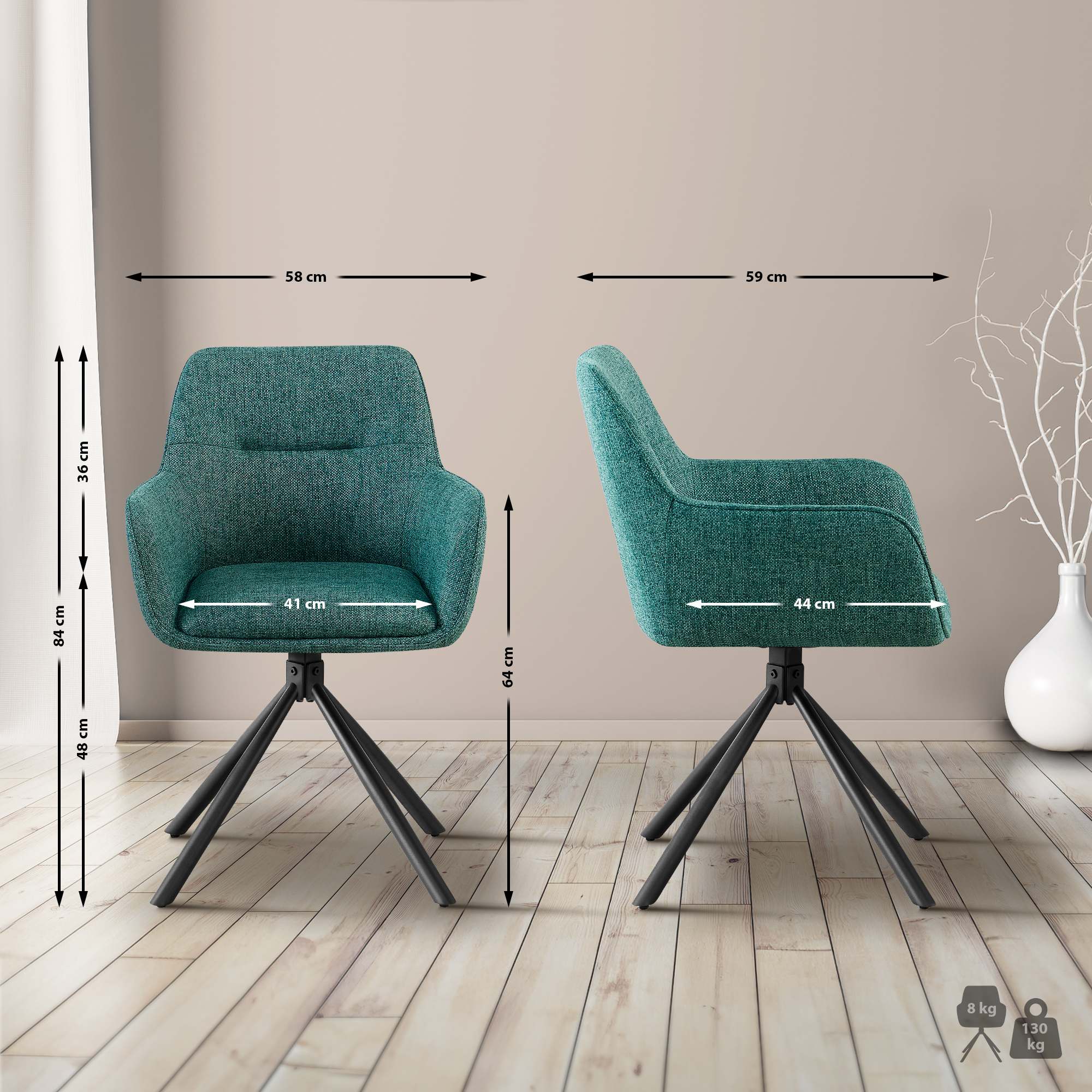 Lot de 2 chaises Tipton tissu