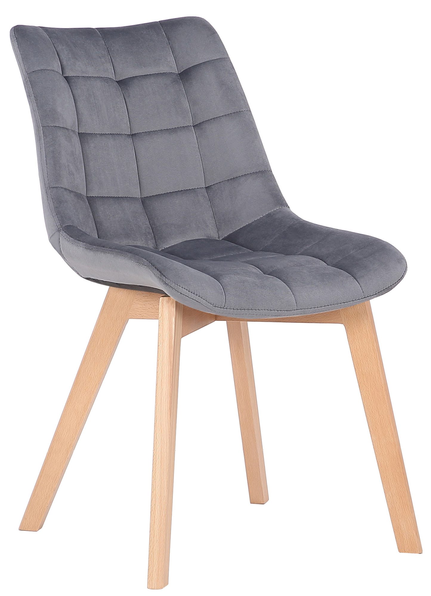 Lot de 2 Chaises de salle à manger Passaic velours avec pieds en Bois de hêtre