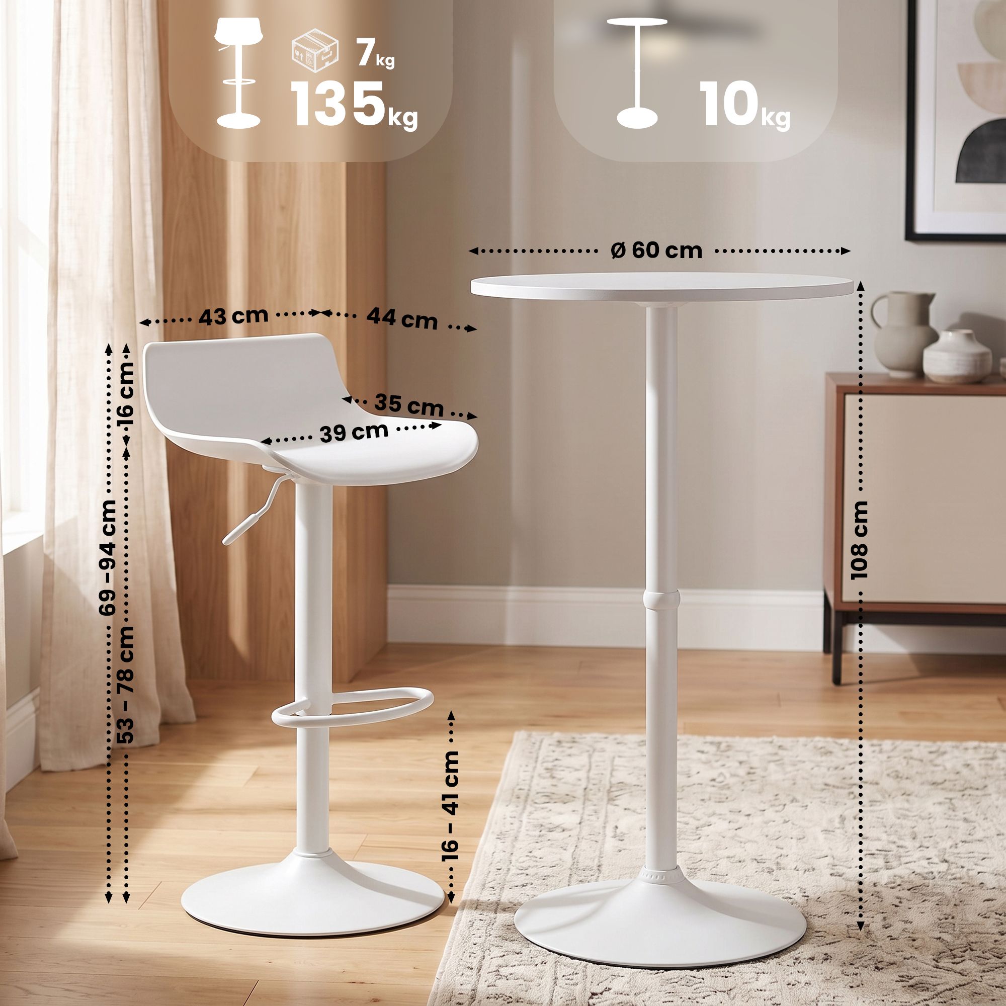 Ensemble table de bar Fernie avec 2 tabourets de bar