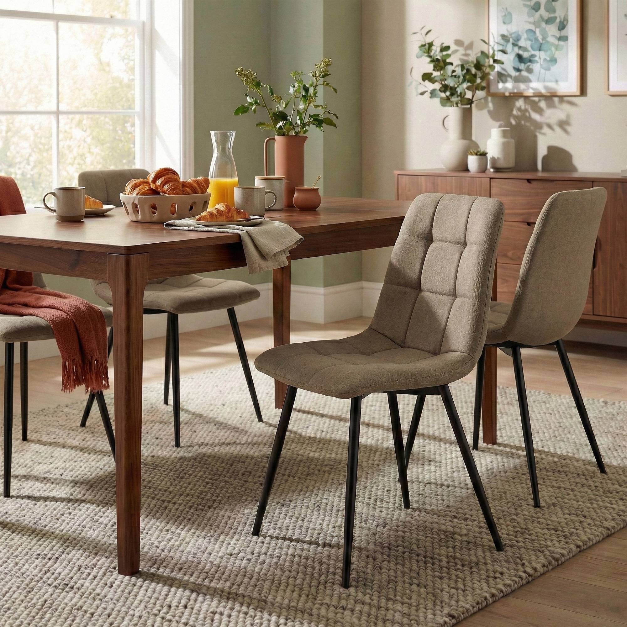 Lot de 4 chaises de salle a manger Antibes en tissu