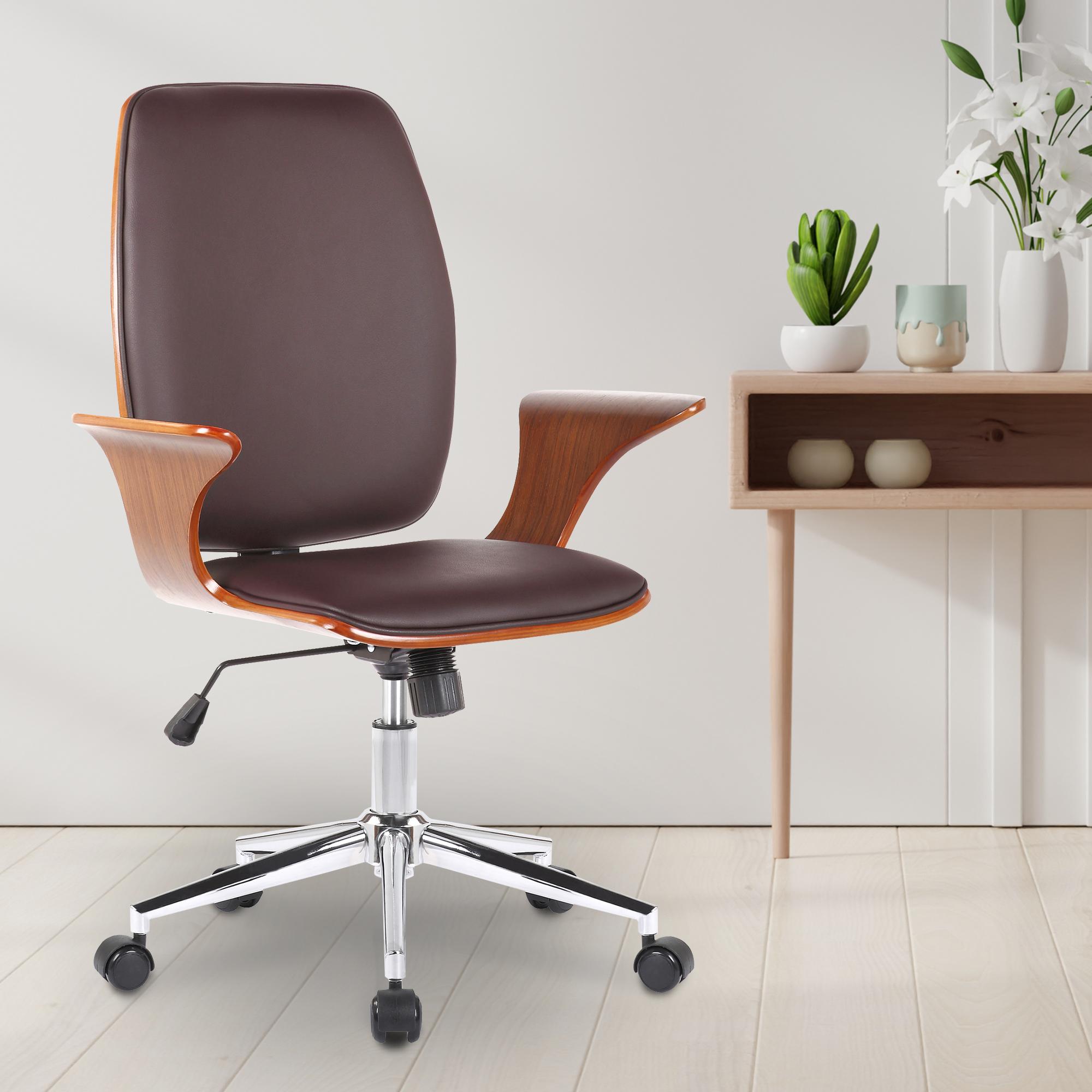 Fauteuil de bureau Burbank avec coque d'assise en bois