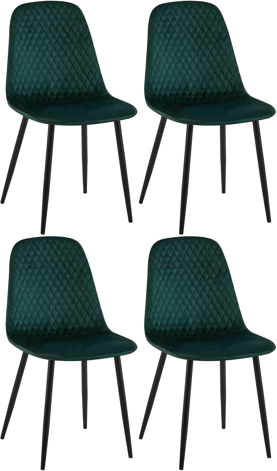 Lot de 4 Chaises de salle à manger Giverny avec Piètement en métal noir