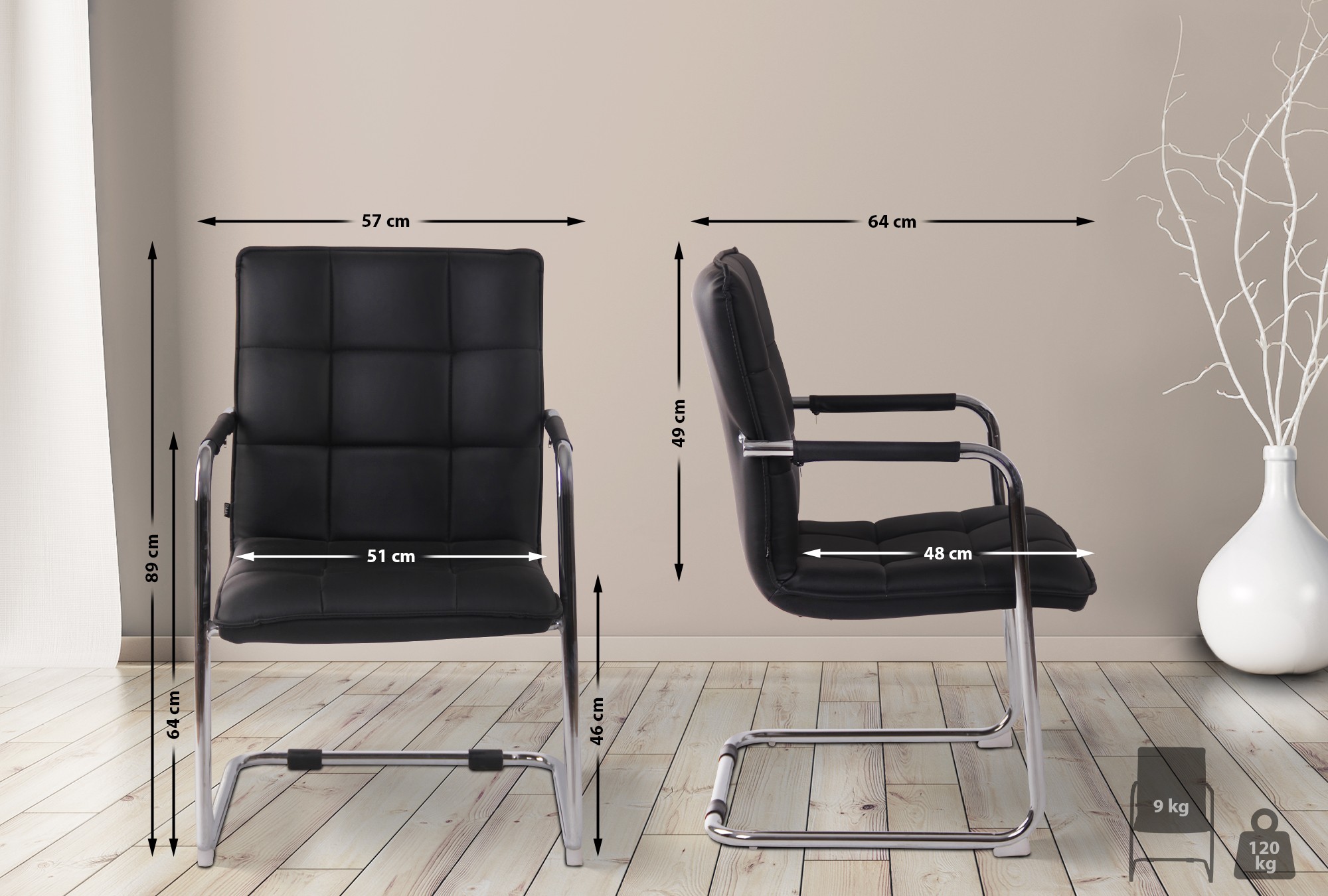 Chaise Cantilever Gandia en similicuir