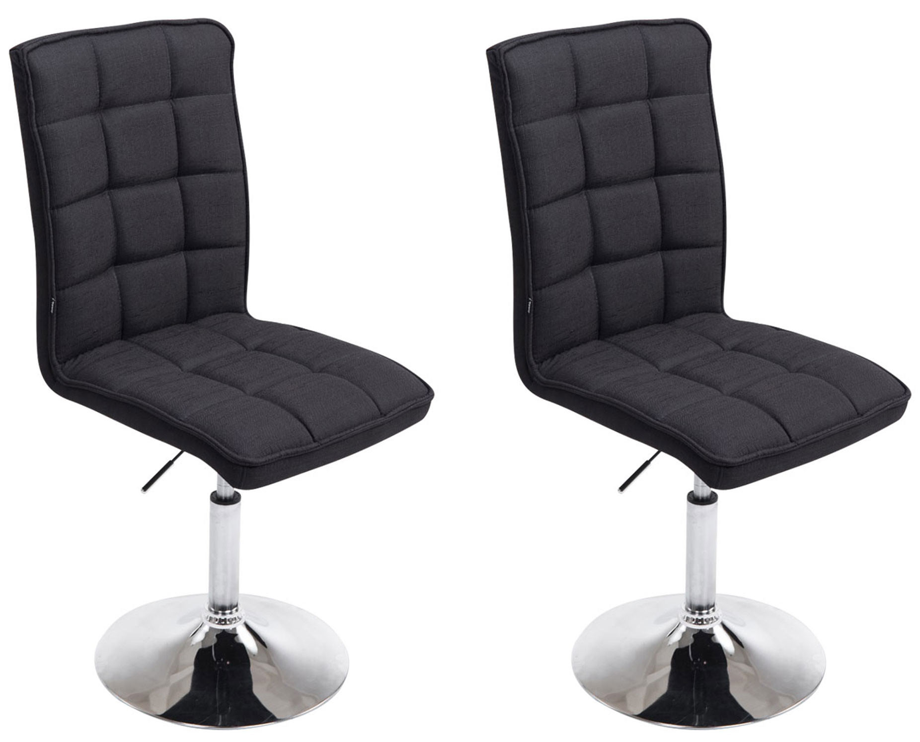 Lot de 2 chaises de salle à manger Peking V2 en tissu avec pied trompette