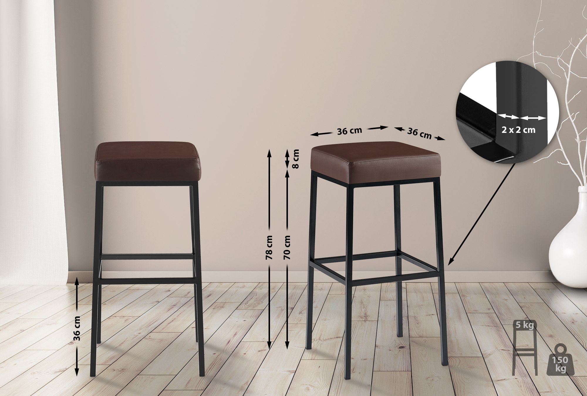 Tabouret de bar Montreal revêtement similicuir
