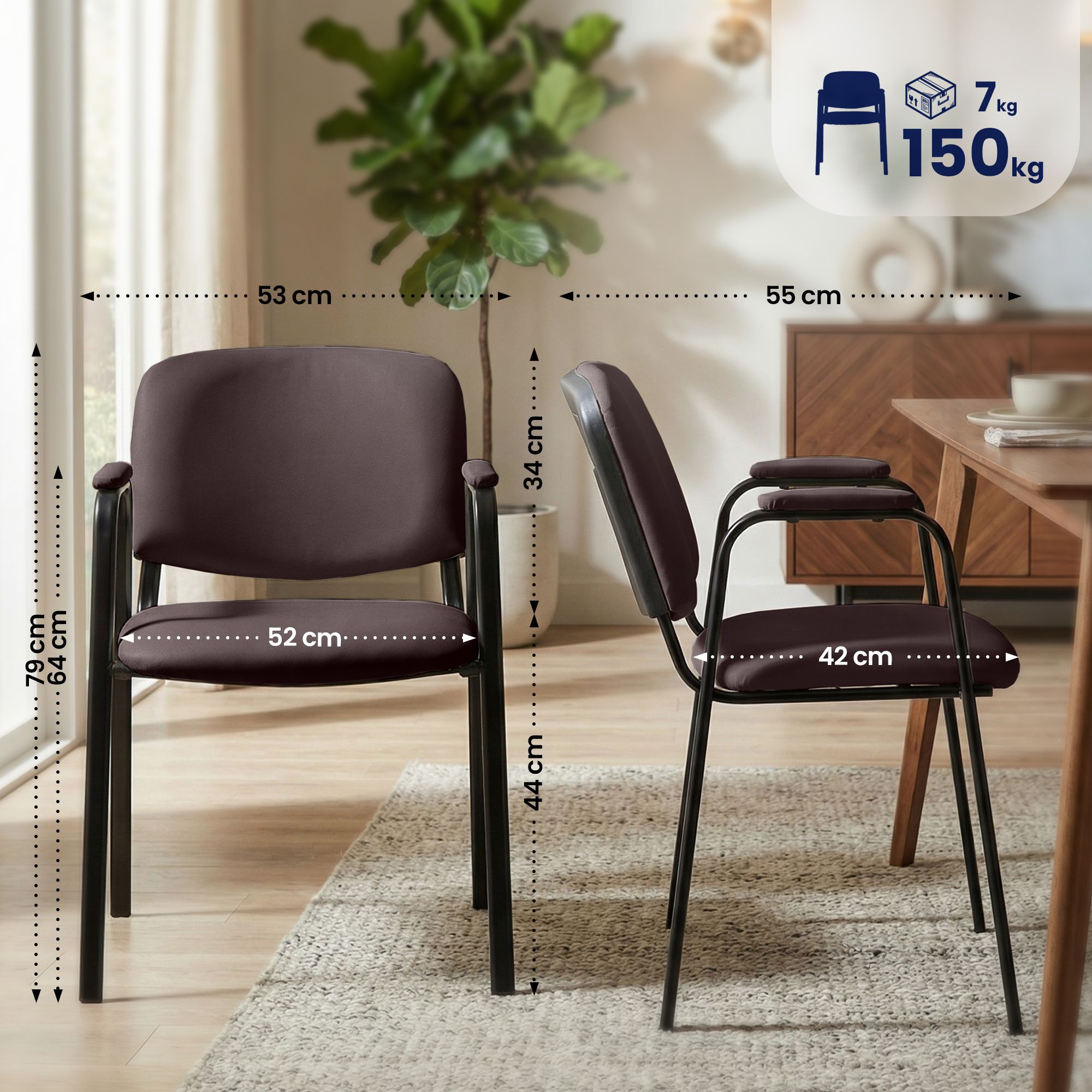 Lot de 4 chaises empilables Ken Pro en simili cuir