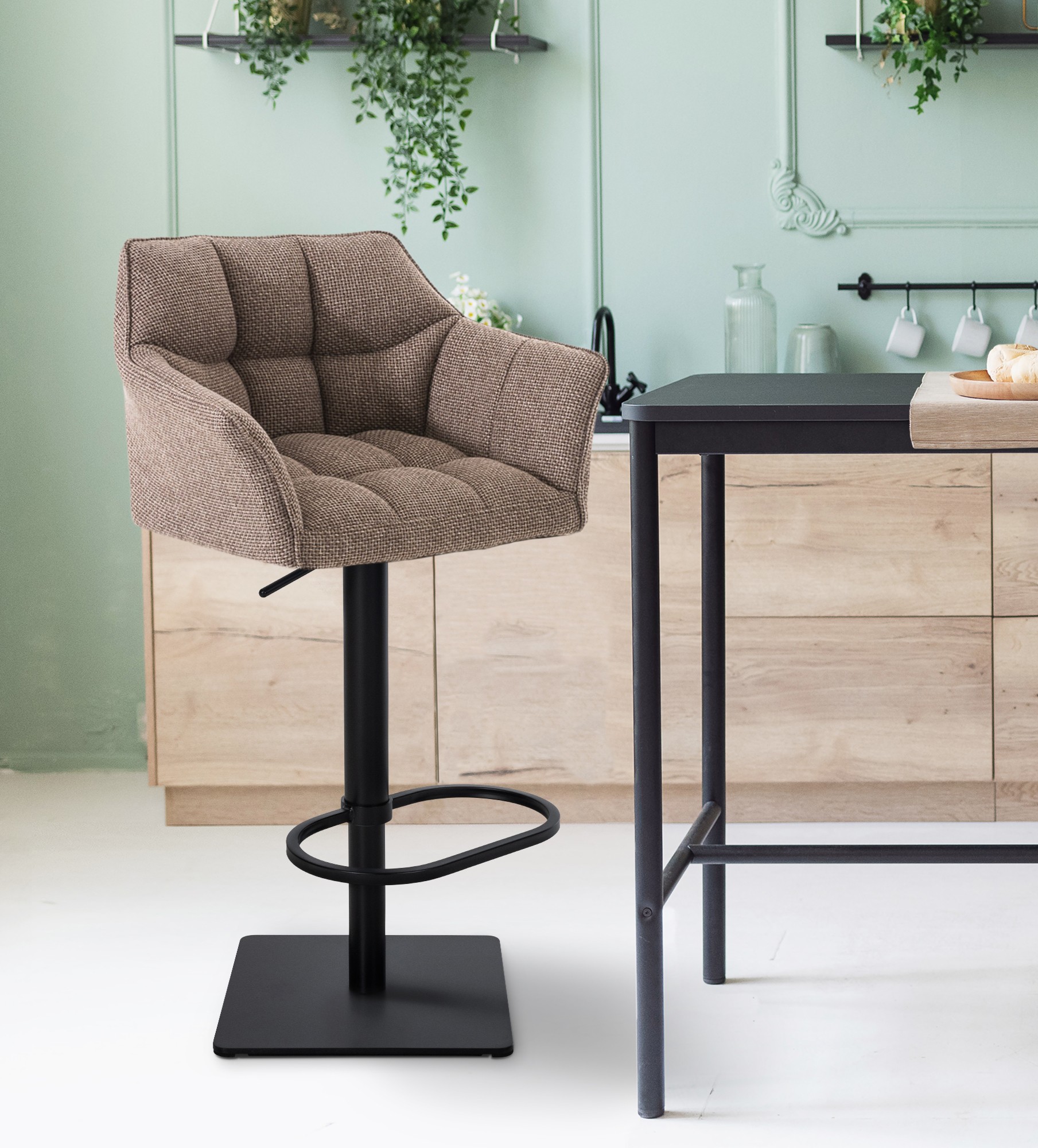 Tabouret de bar Damaso avec revetement en tissu