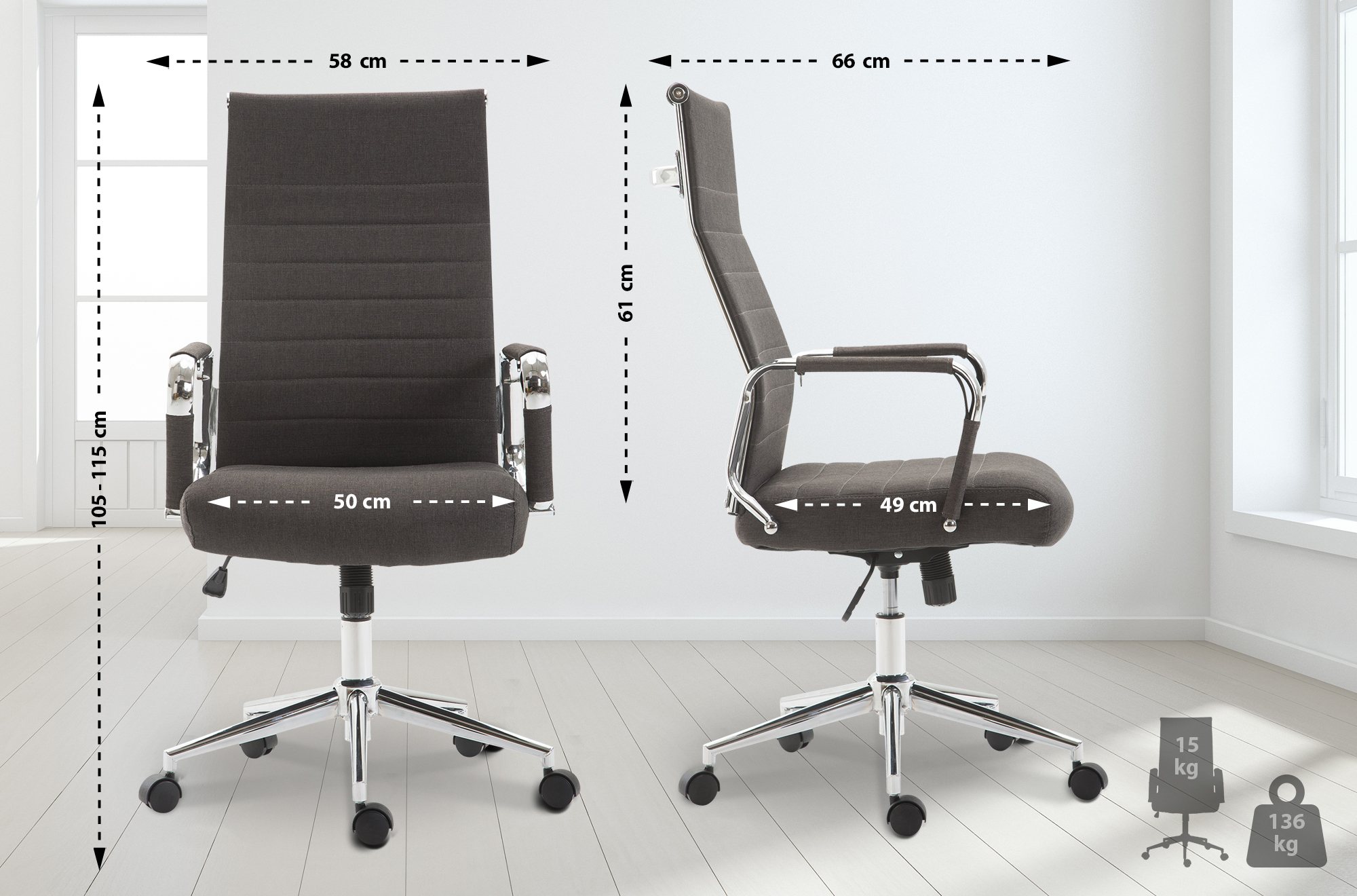 Fauteuil de bureau Kolumbus tissu