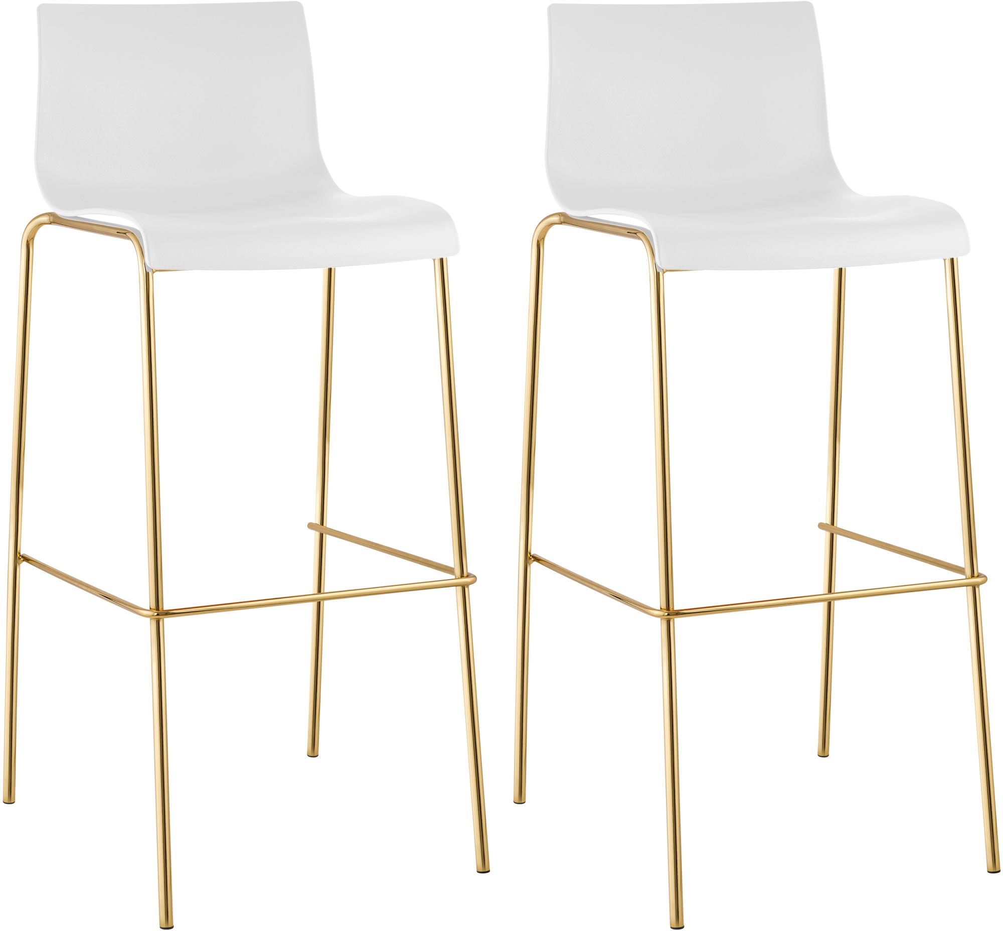 Lot de 2 tabourets de bar Hover, plastique, piètement 4 pieds, doré