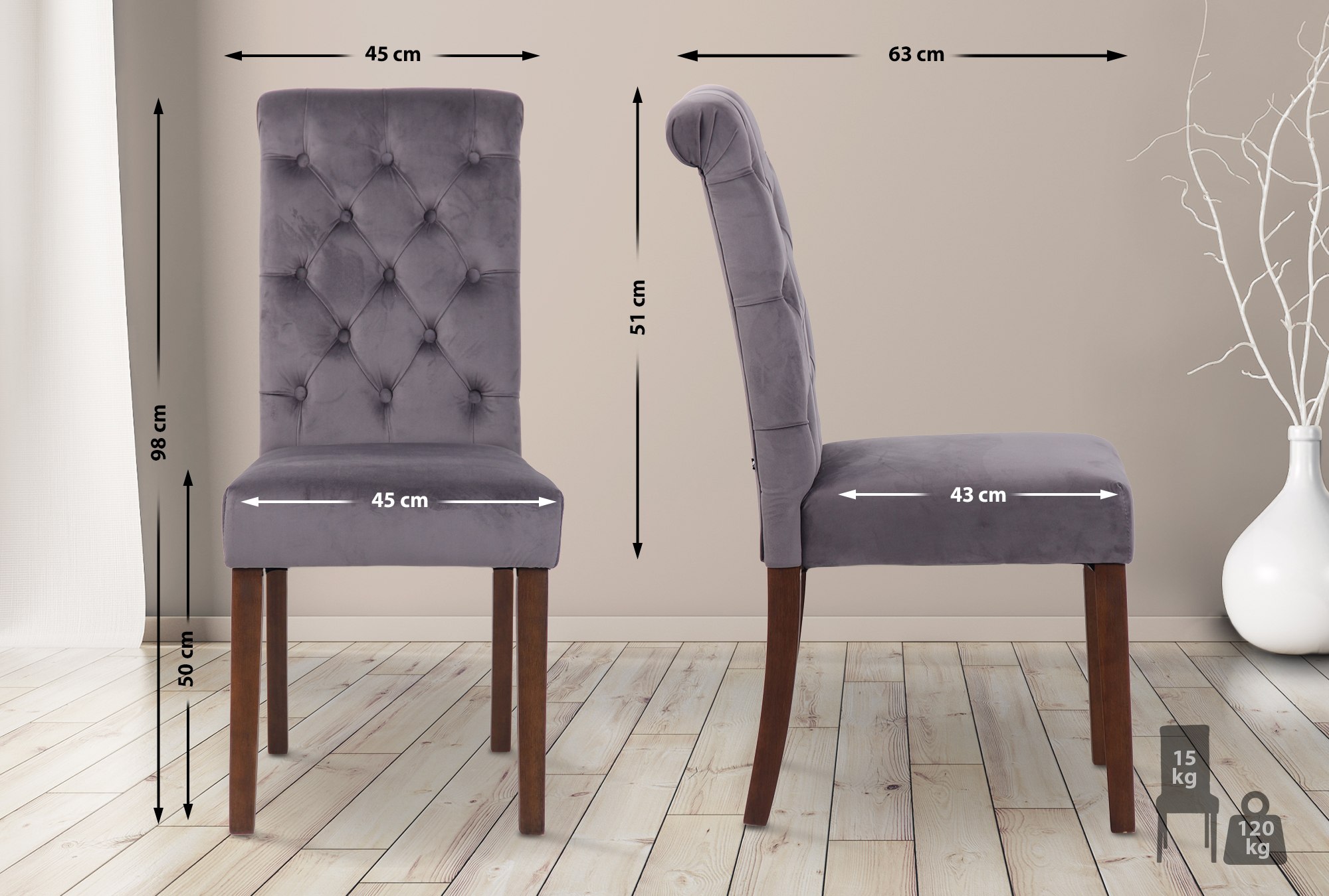 Lot de 2 Chaises de salle à manger Lisburn