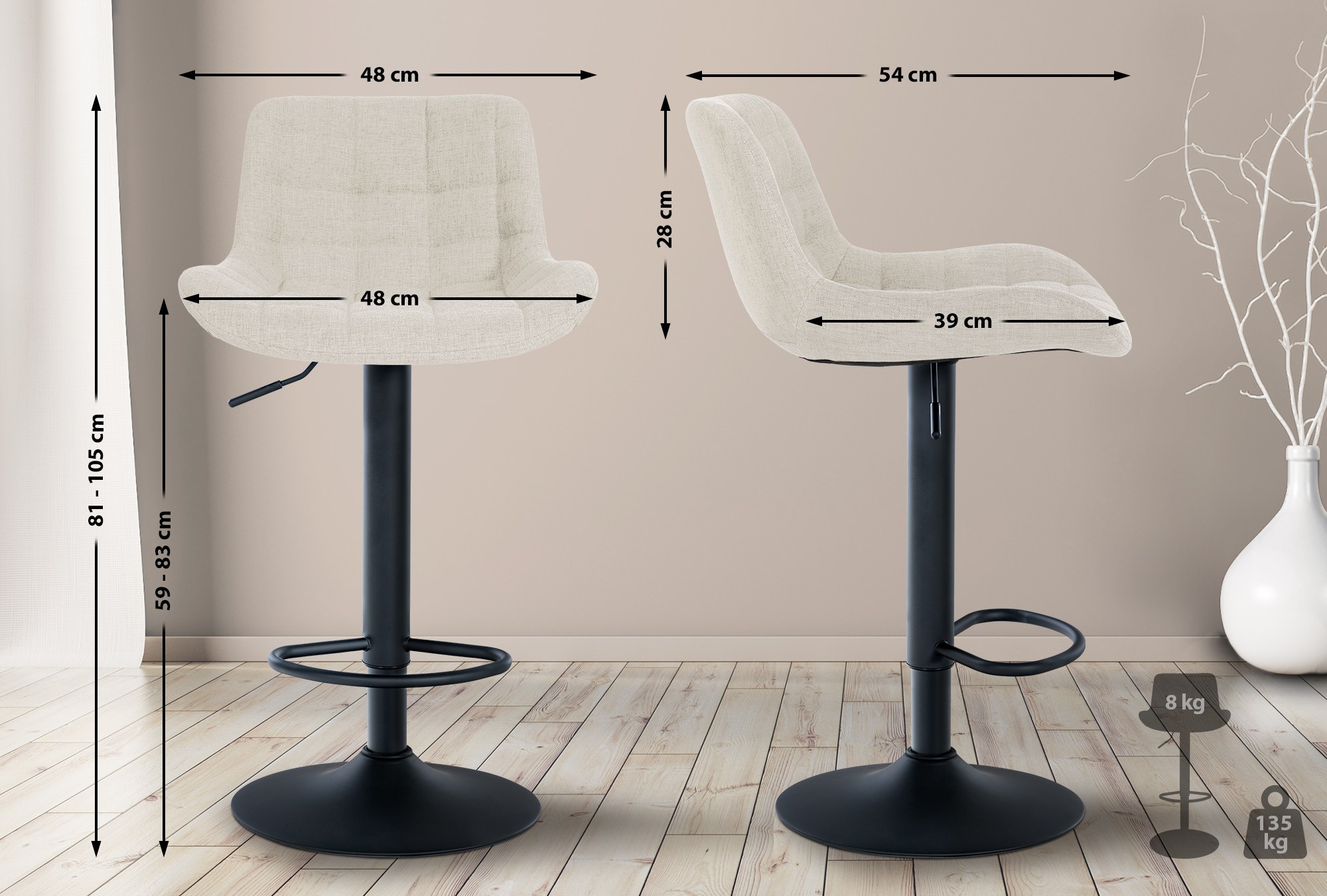 Lot de 2 tabourets de bar Tover