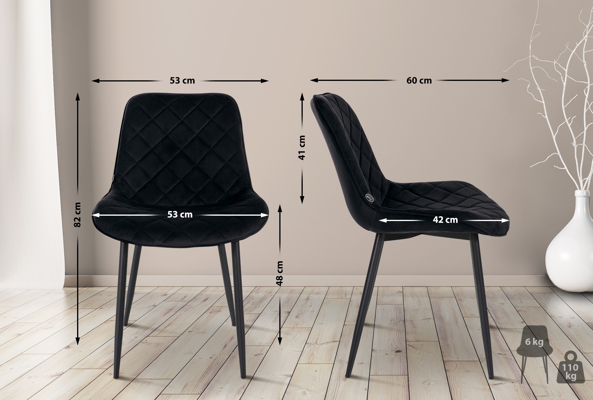 Lot de 4 chaises Springs velours