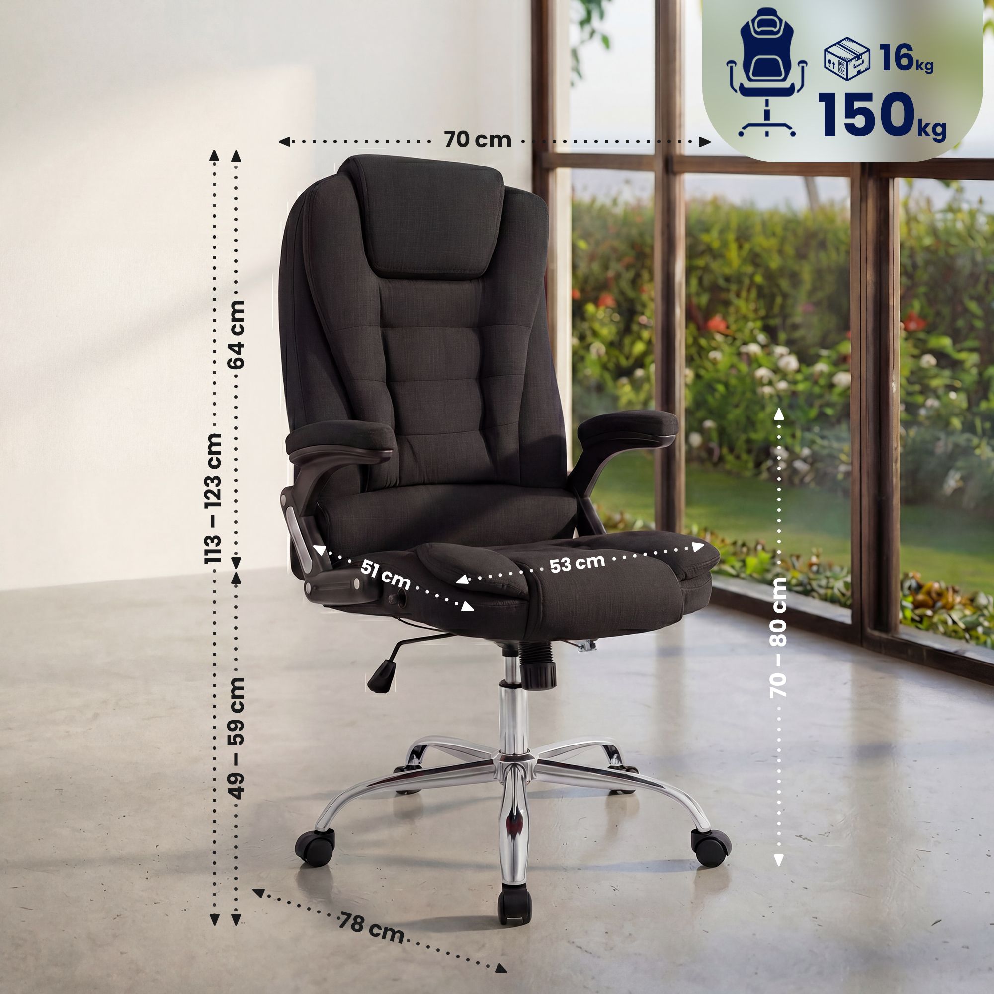 Chaise de bureau Thor Tissu