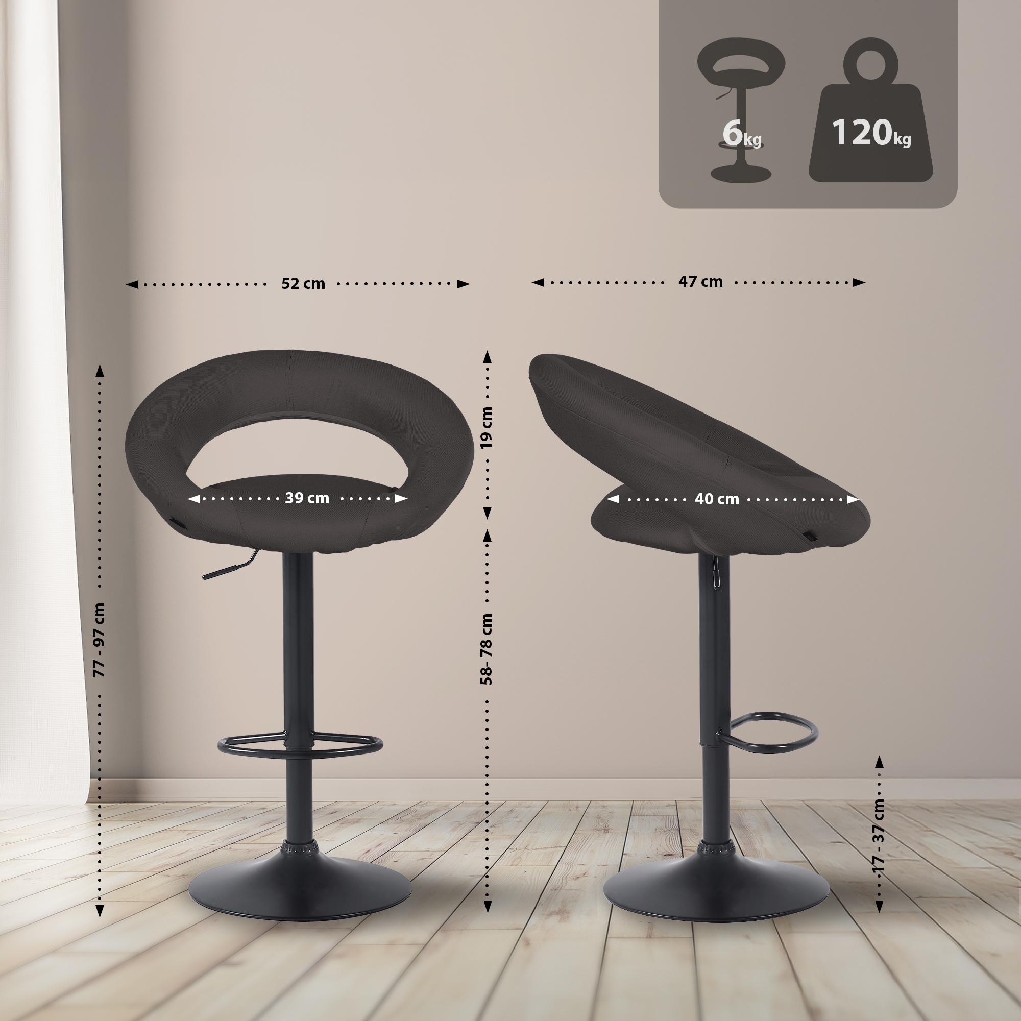 Lot de 2 tabourets de bar Olinda tissu